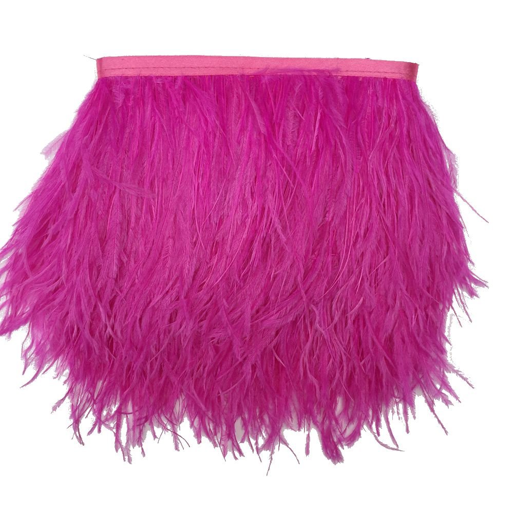 Shekyeon Ostrich Feathers Trim Fringe Used Wedding Sewing Crafts Costumes Decoration Pack of 2 Yards(Fuchsia)