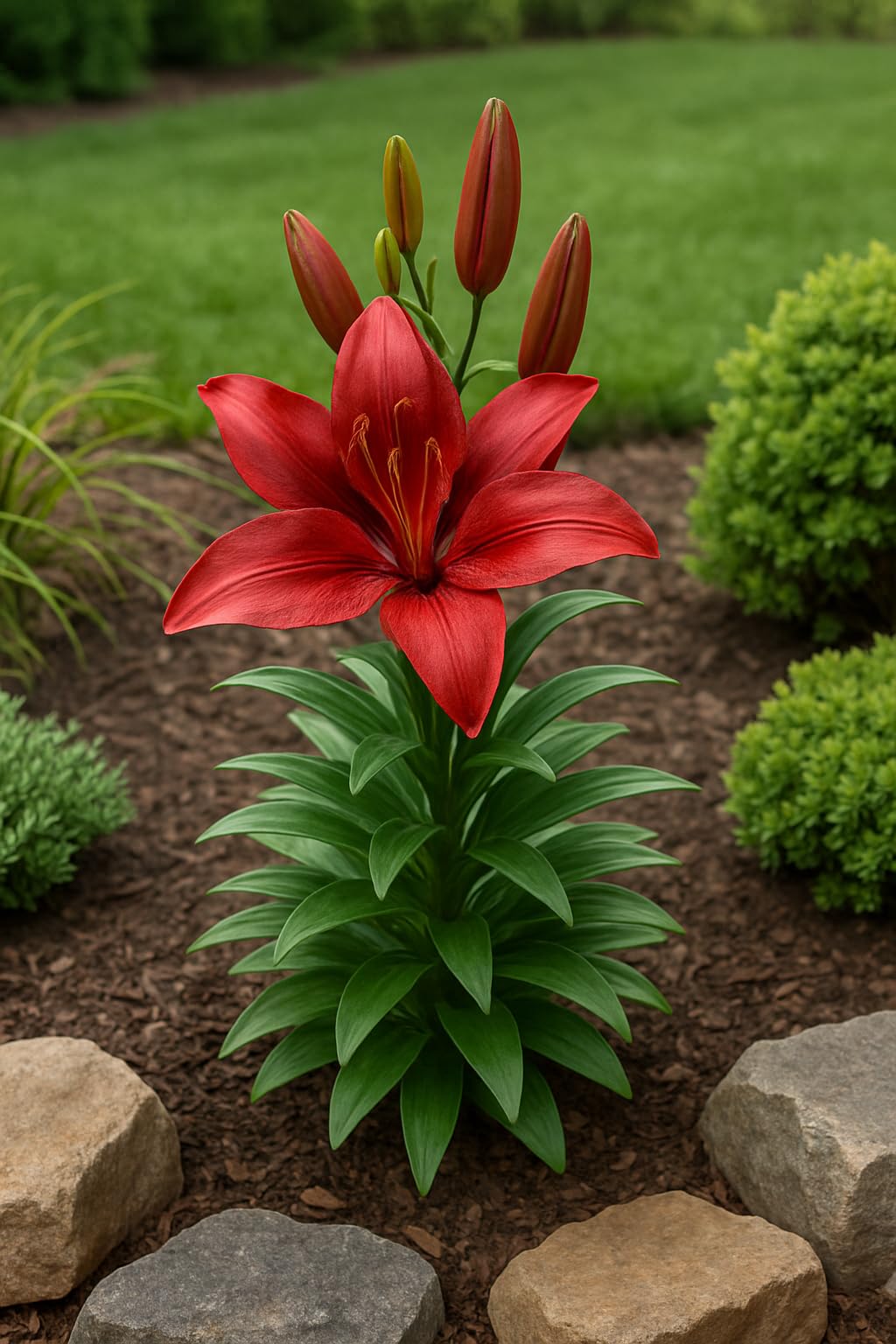 Asiatic Lily Flower Bulbs - Pack Of 1 Bulbs (Red)