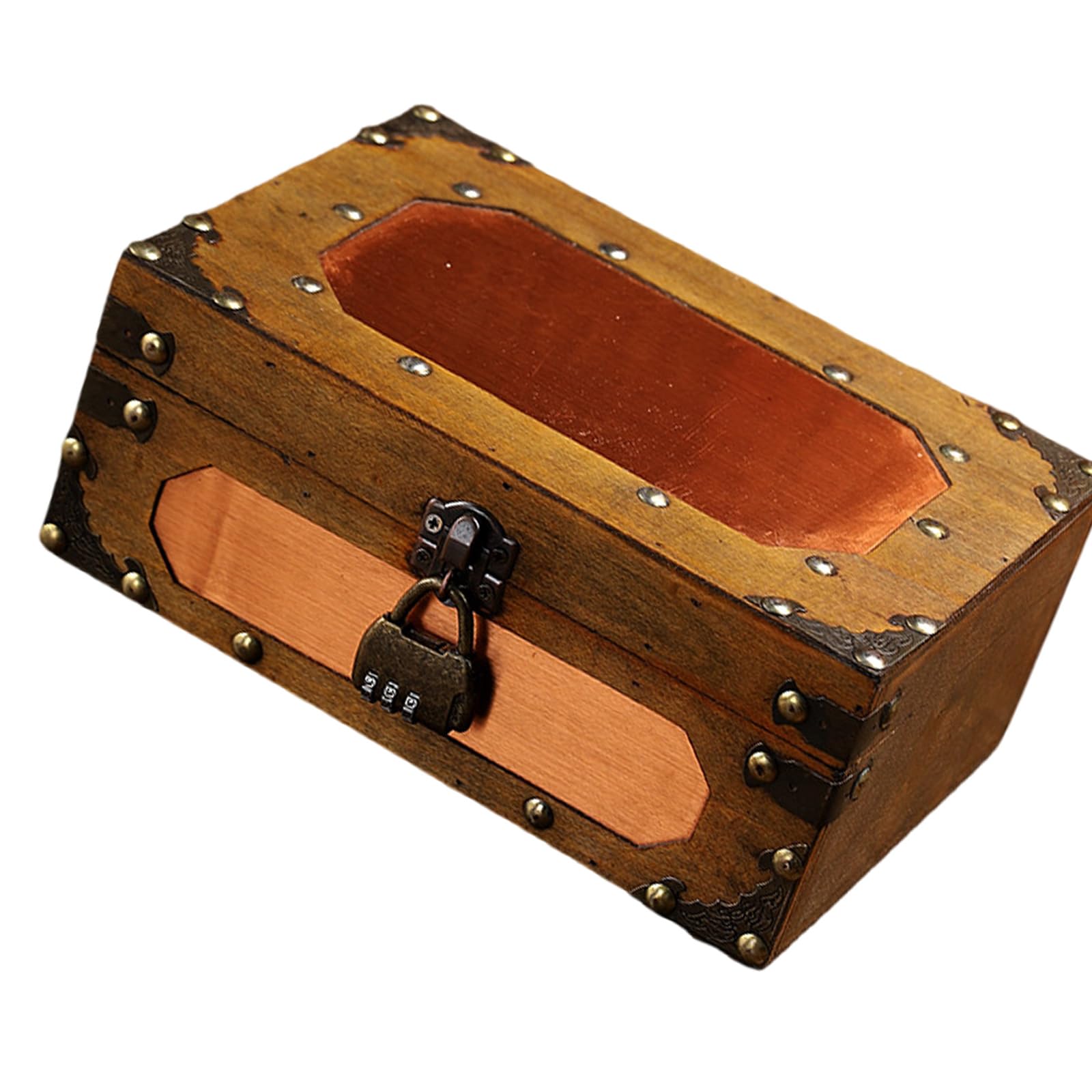Msioytog Decorative Wooden Box Lockable Accessories Chest with for Jewelry Keepsakes Storage Container Photography Props Wooden Trinket Box with