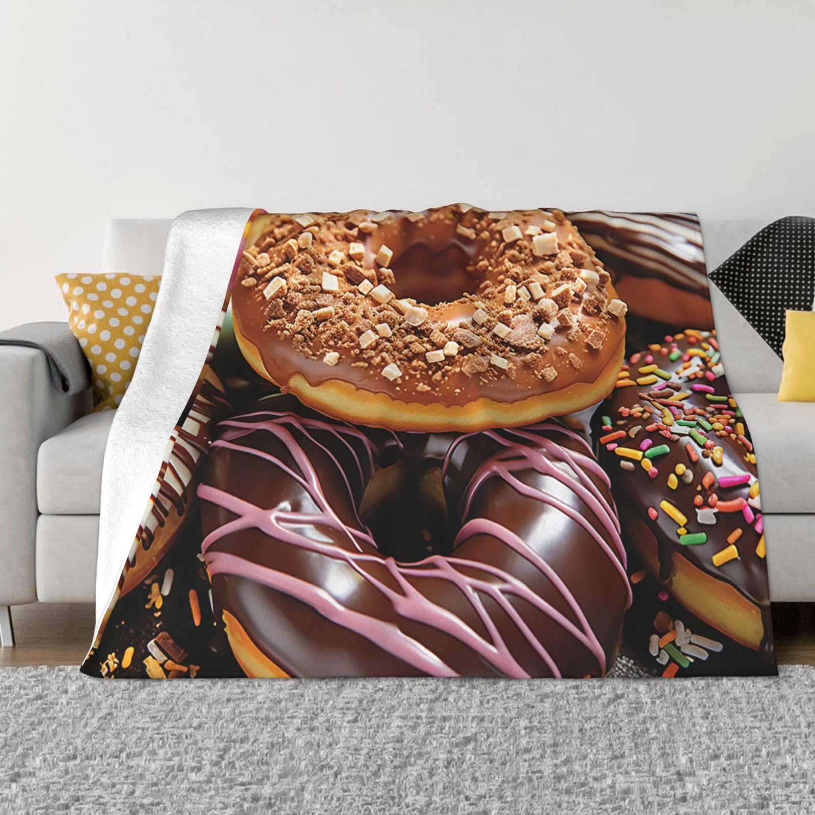Couverture flanelle donuts chocolat chaude et plaid de voyage léger toutes saisons