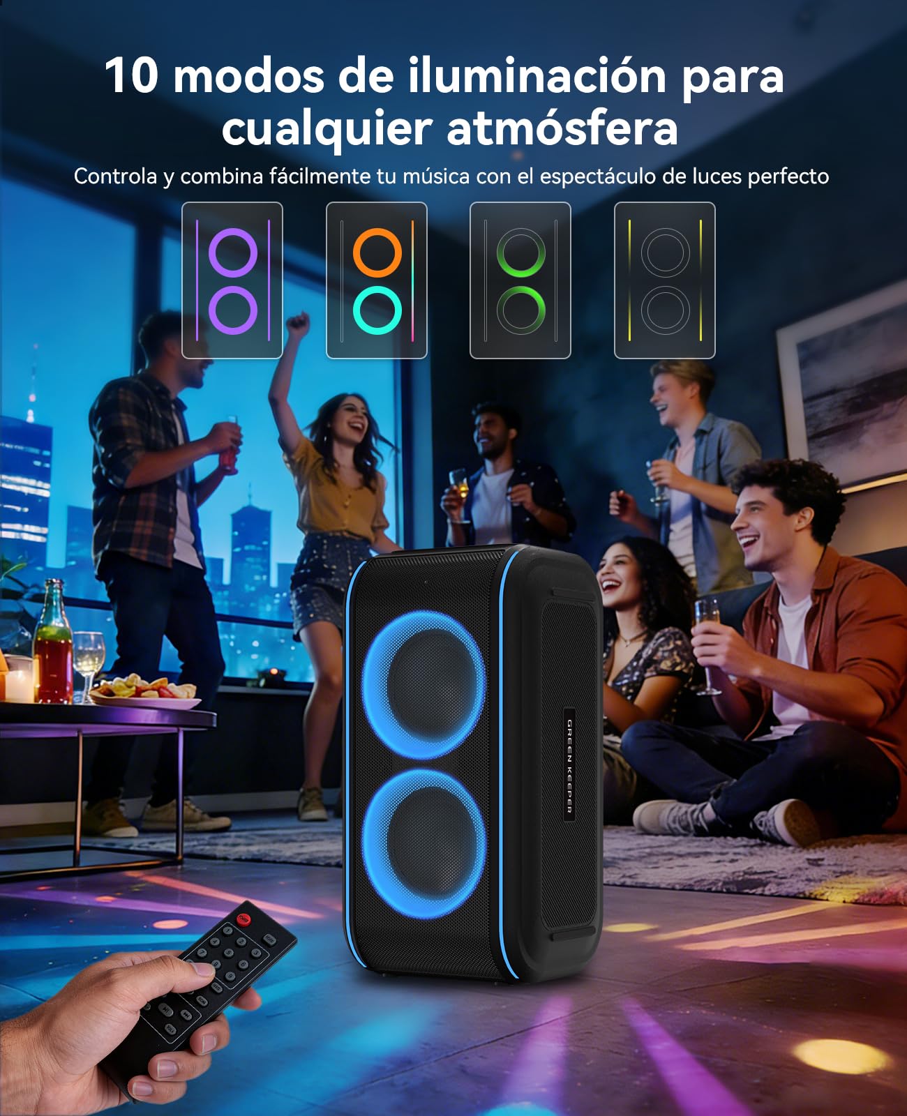 GREEN KEEPER GKD62 Máquina Karaoke, Altavoz Bluetooth 400W con 2 Micrófonos