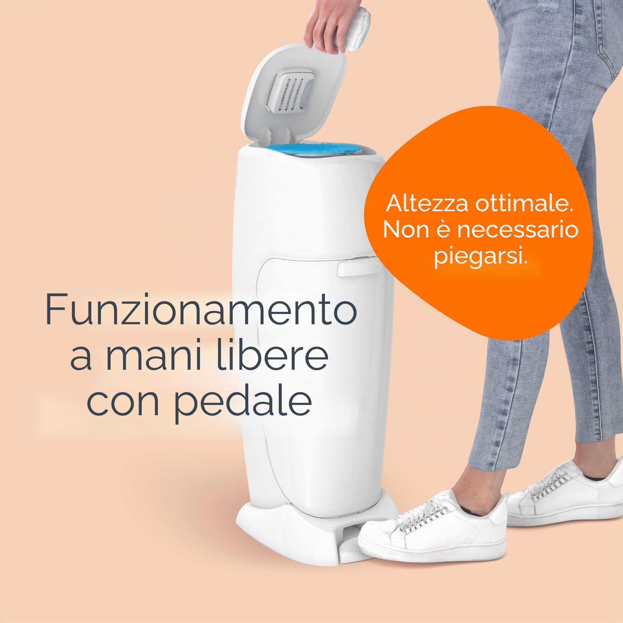 Playtex Diaper Genie - Secchio completo con sistema antimicrobico integrato per il controllo degli odori, include secchio e 1 ricarica, bianco, 3,8 kg