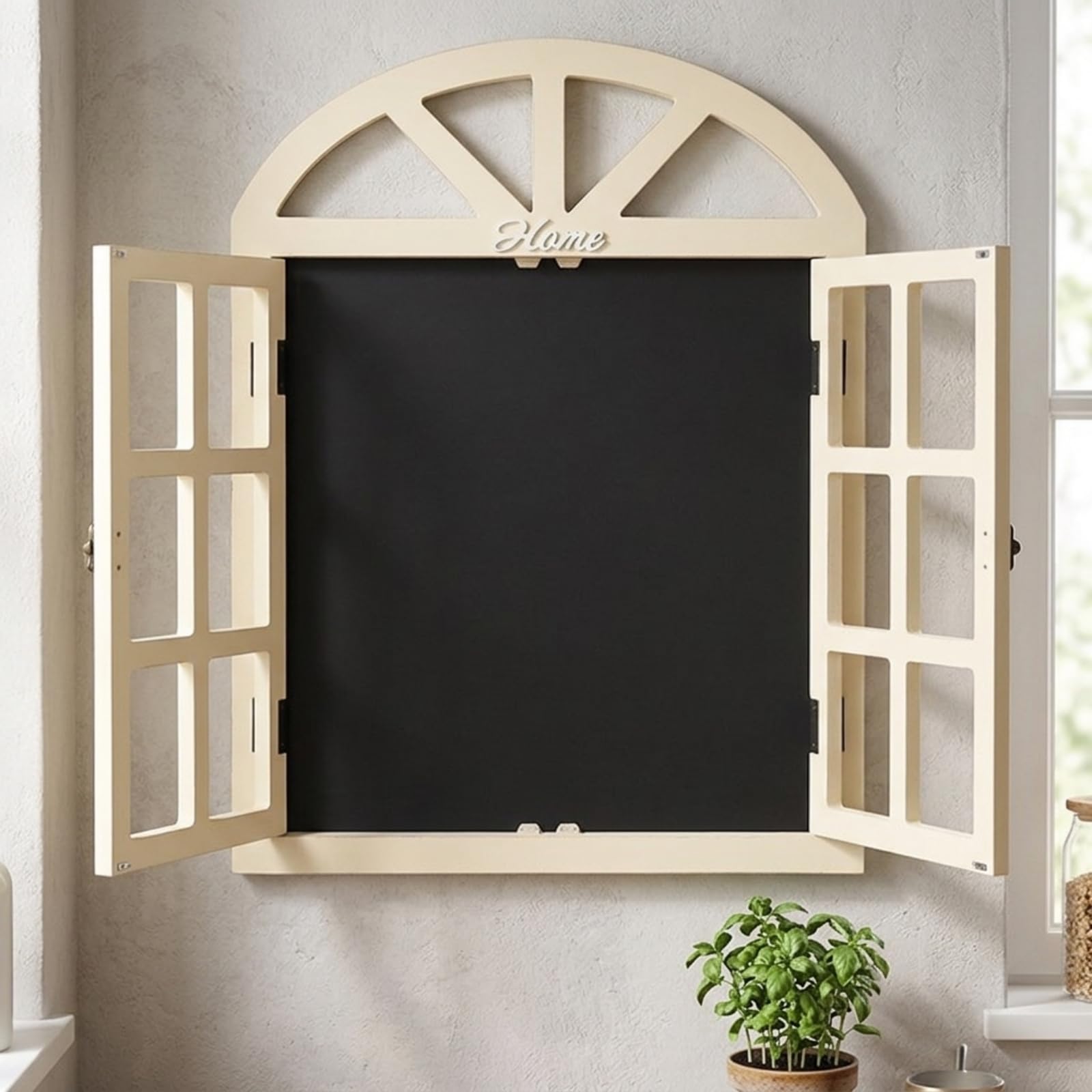rockible Lavagna a Forma di Finestra Elegante | Lavagna per Gesso, Leggera, Decorazione, Bar, Beige