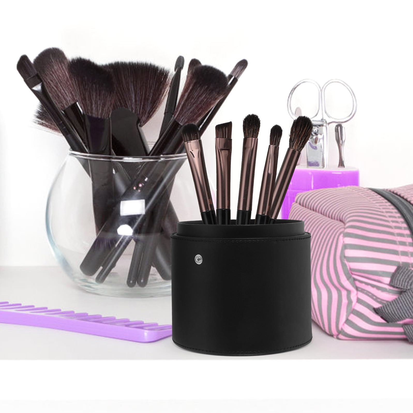 Custodia Semplice Pu per con e in Nero da Coperchio Pennelli Organizer, Facile da e Chiudere, per Viaggio e Quotidiano
