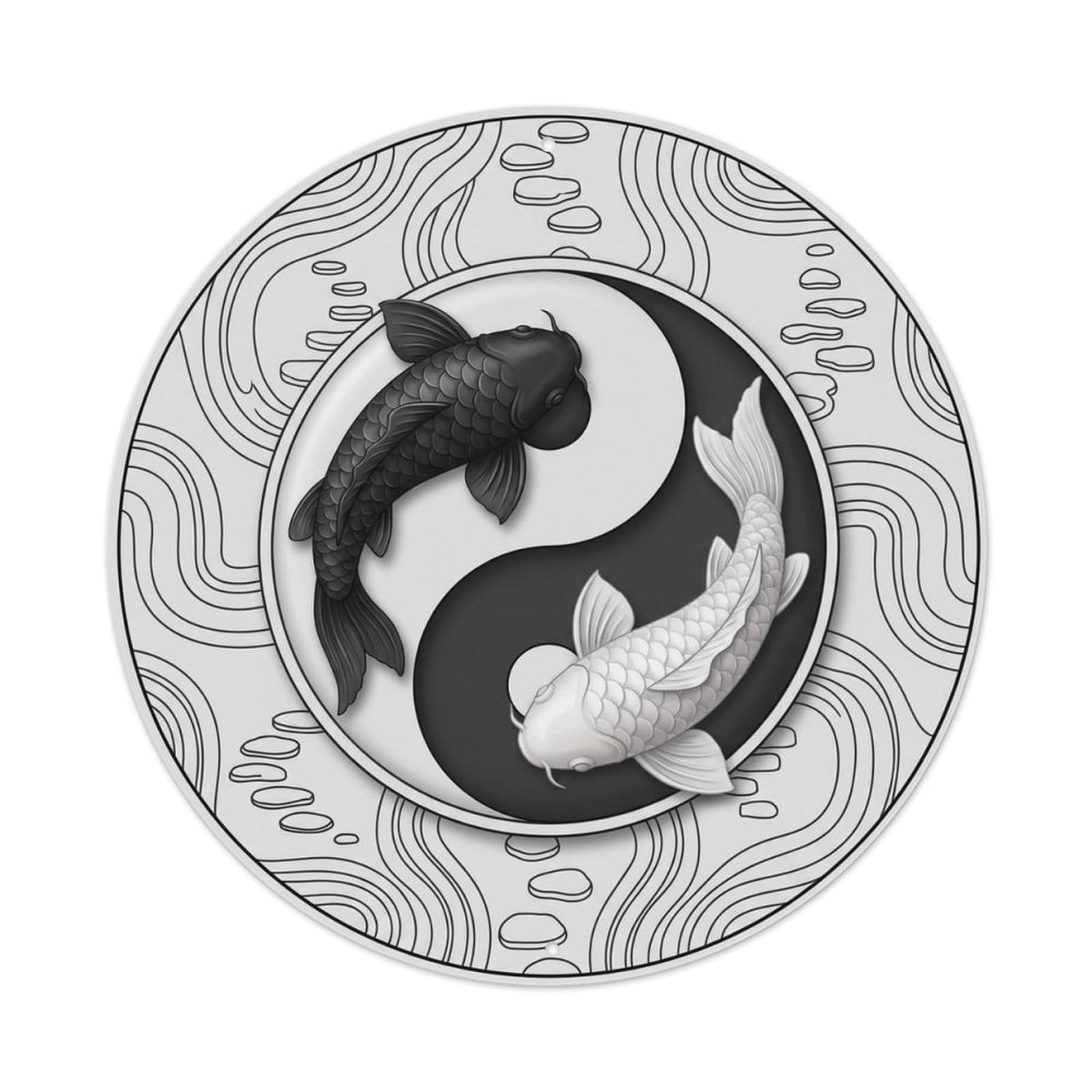 Olyhtr 8X8inch Classic Style Yin Yang Koi Energy Elemental Balance Journey Metal Tin Sign