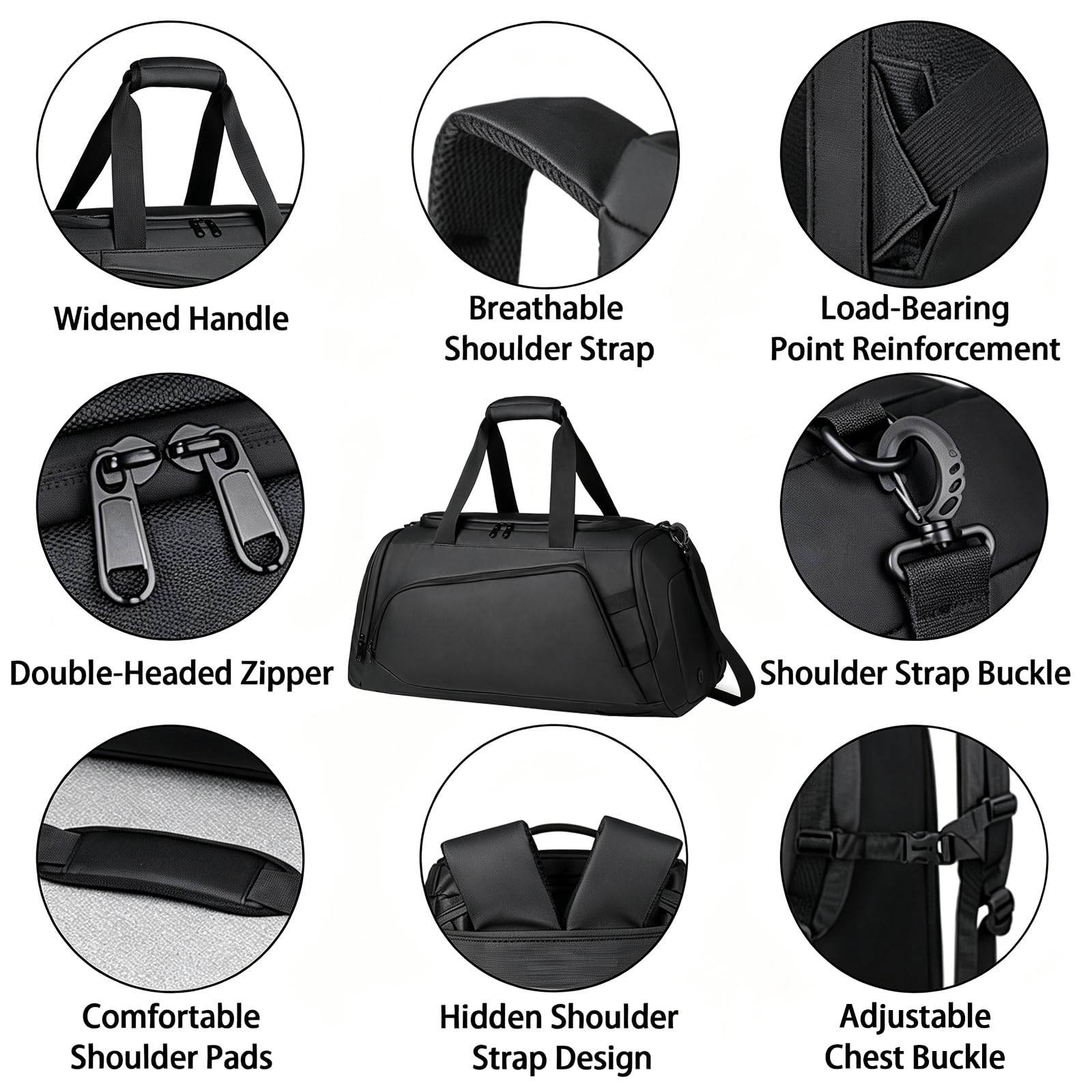 45L Grande borsa da palestra Sport Duffle Zaino per le donne degli uomini, Resistente all'acqua Fitness Sport Tote Borse da viaggio Week-end durante la notte Bagaglio a mano Borsa