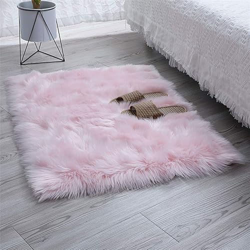 Miniatura 6 de HLZHOU - Alfombra suave de piel de oveja sintética, funda de silla, cojín de asiento de piel mullida, alfombra decorativa antideslizante para