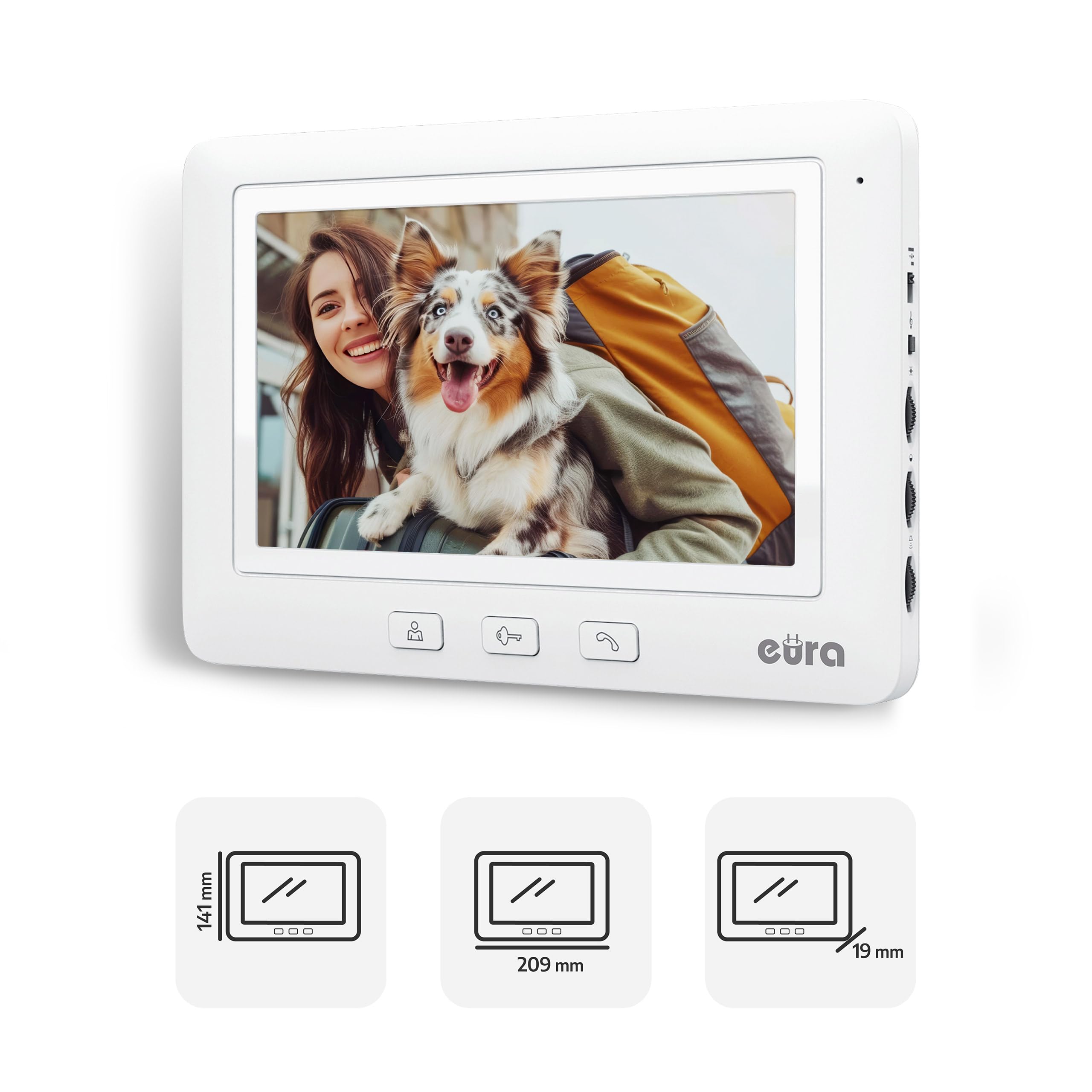 Eura VDP-45A3 Alpha Video-Türsprechanlage Gegensprechanlage, Weiss, 7-Zoll-Farbmonitor, 4 Draht