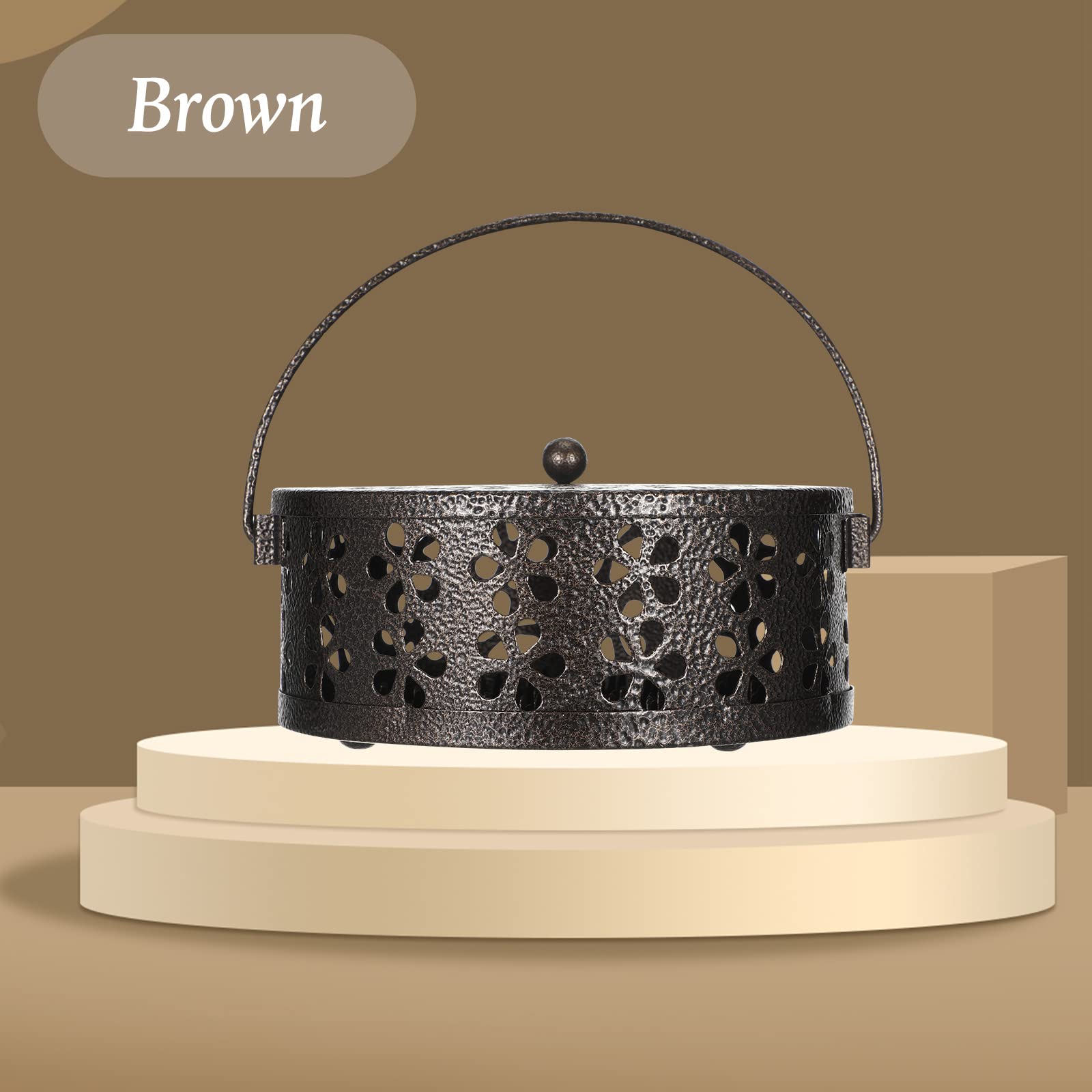 Lallisa 4 soportes de bobina retro de hierro para incienso, quemador de incienso portátil de larga duración para interiores y exteriores, colgar en el patio, 5.3 pulgadas de diámetro
