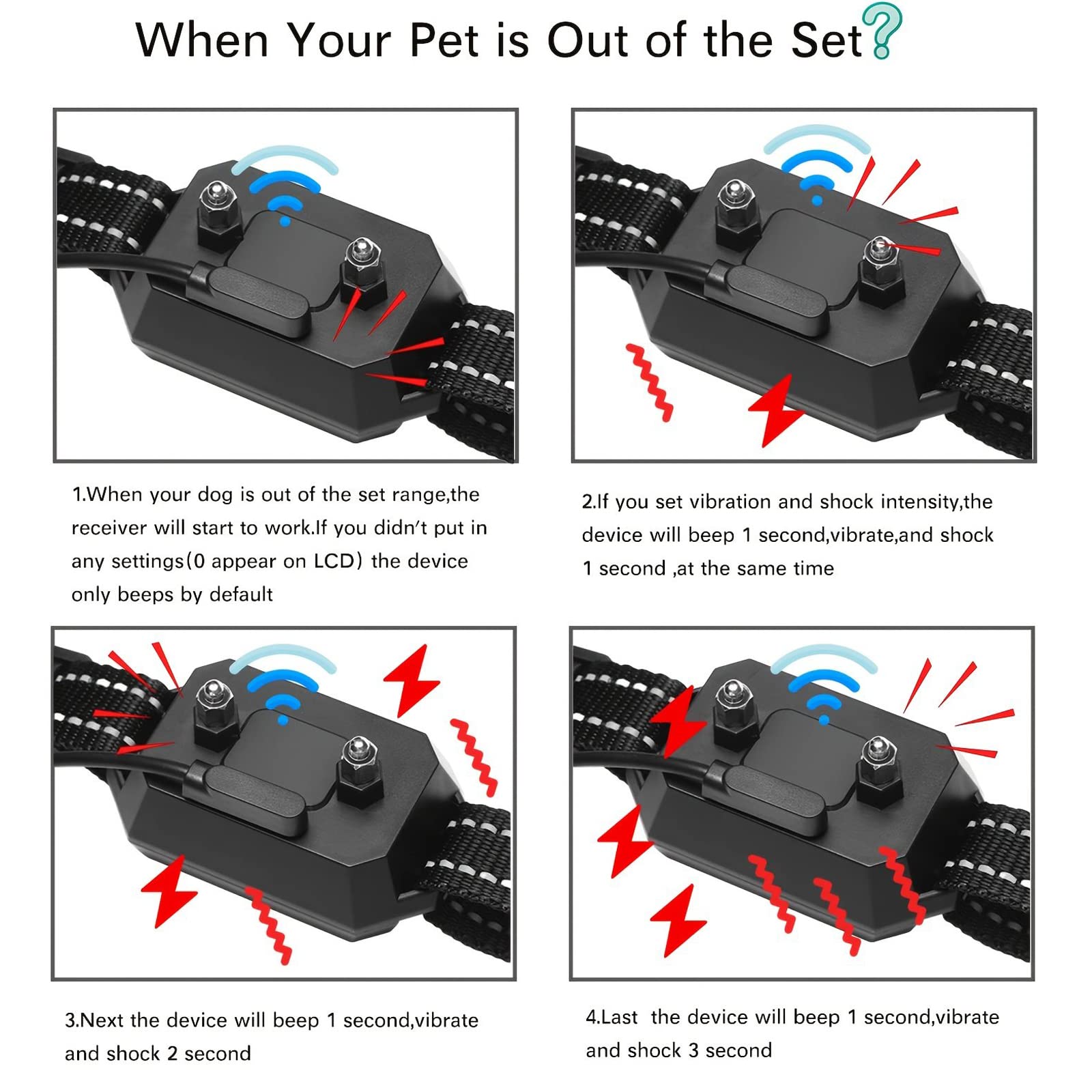 GPS Wireless Dog Fence System,Shock Training Collar for Outdoor Stubborn Dog,Safe Pet Electric Containment System with Large Signal Range Up to 6560 Ft,Waterproof,for All Dogs,A - image 3