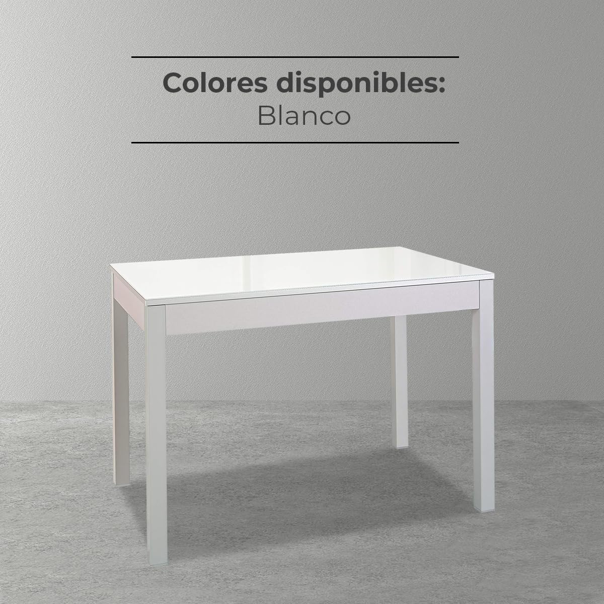 ASTIMESA Mesa de Cocina, Metal, Blanco, 100x60cm-extendida 150x60 cms