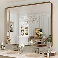 Vista 168 de LOAAO - Espejo de baño con marco de metal negro de 24x36 pulgadas, espejo rectangular redondeado para pared, espejo mate de tocador de baño