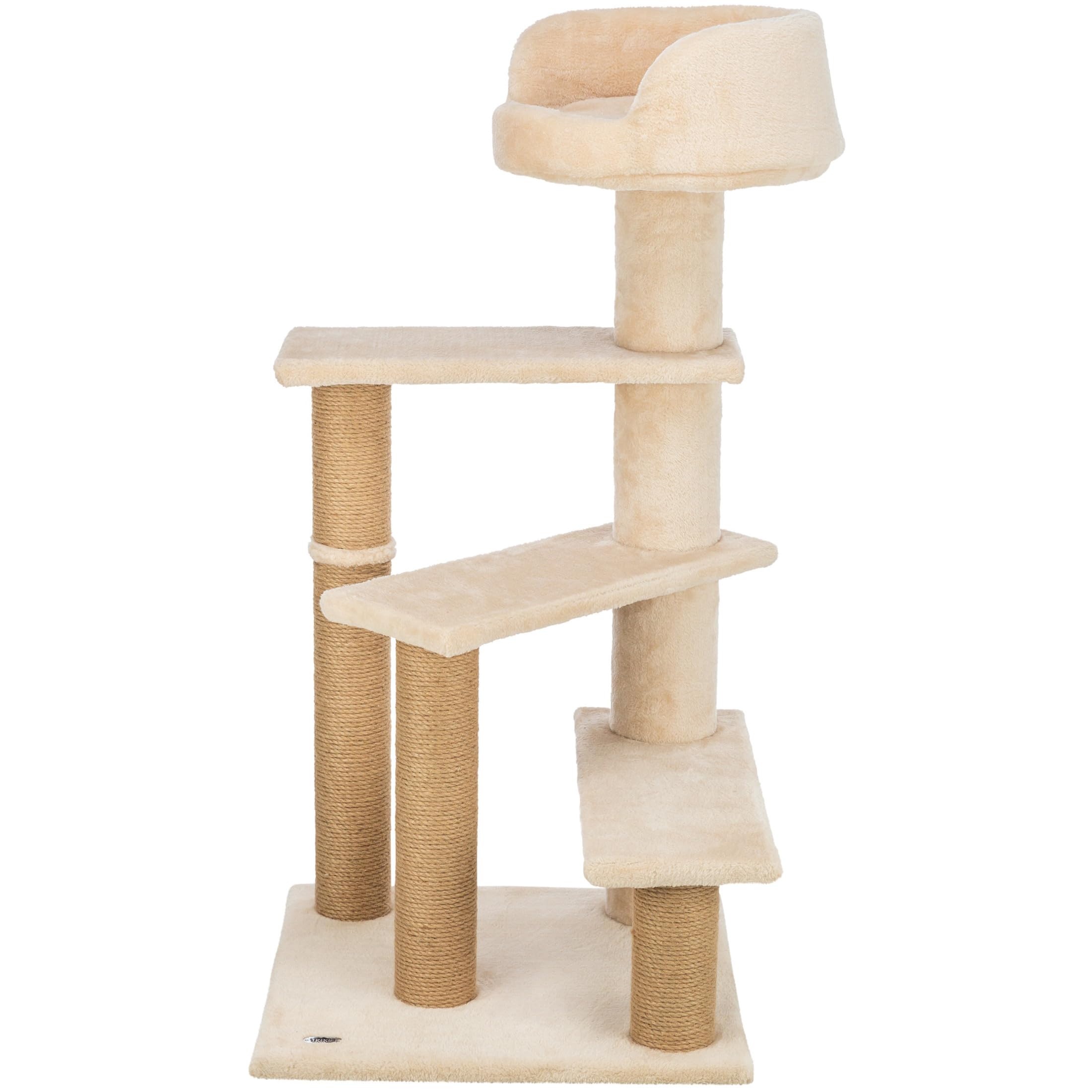TRIXIE Tulia Senior Cat Tower with Scratching Posts, Four Platforms, Top Platform with Backrest, Beige Medium