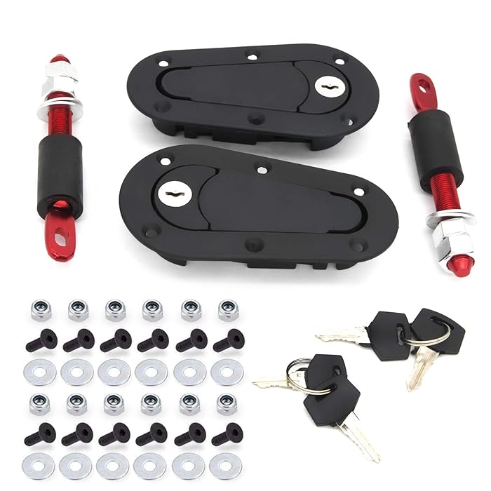 Buy TIOIT COEME Flush Hood Latch and Pin Kit Black，Universal Racing