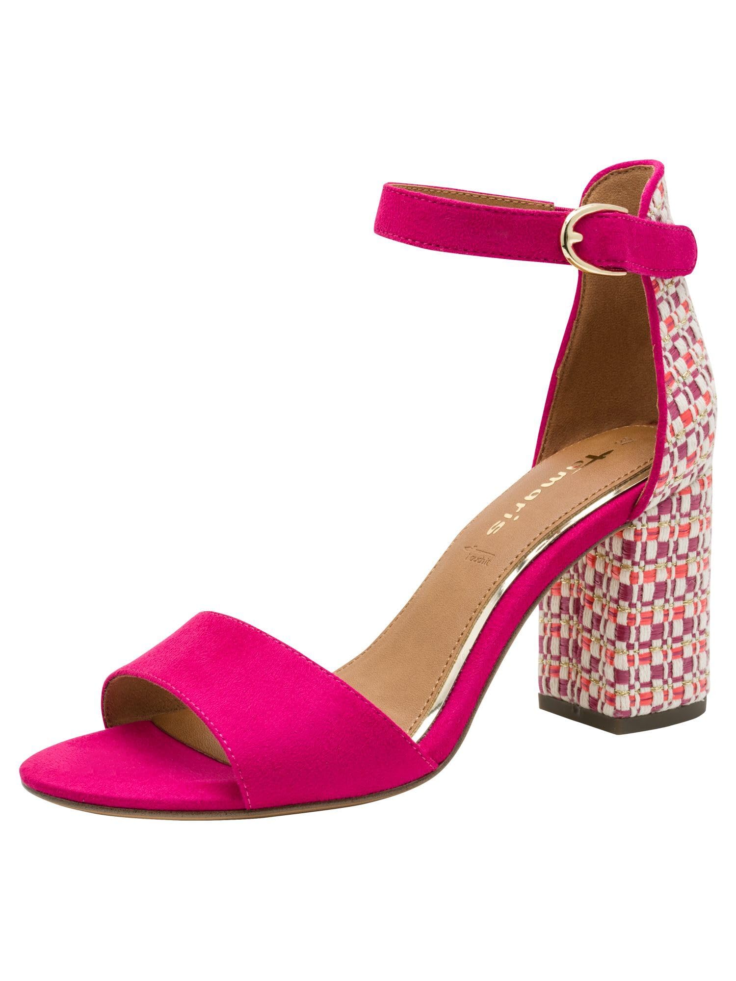Tamaris Women’s sandal with block heel pink 6.5 UK