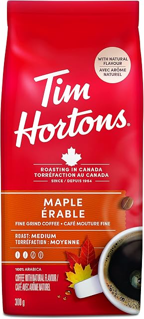 Tim Hortons Maple, Fine Grind Coffee, Medium Roast, 300g Bag