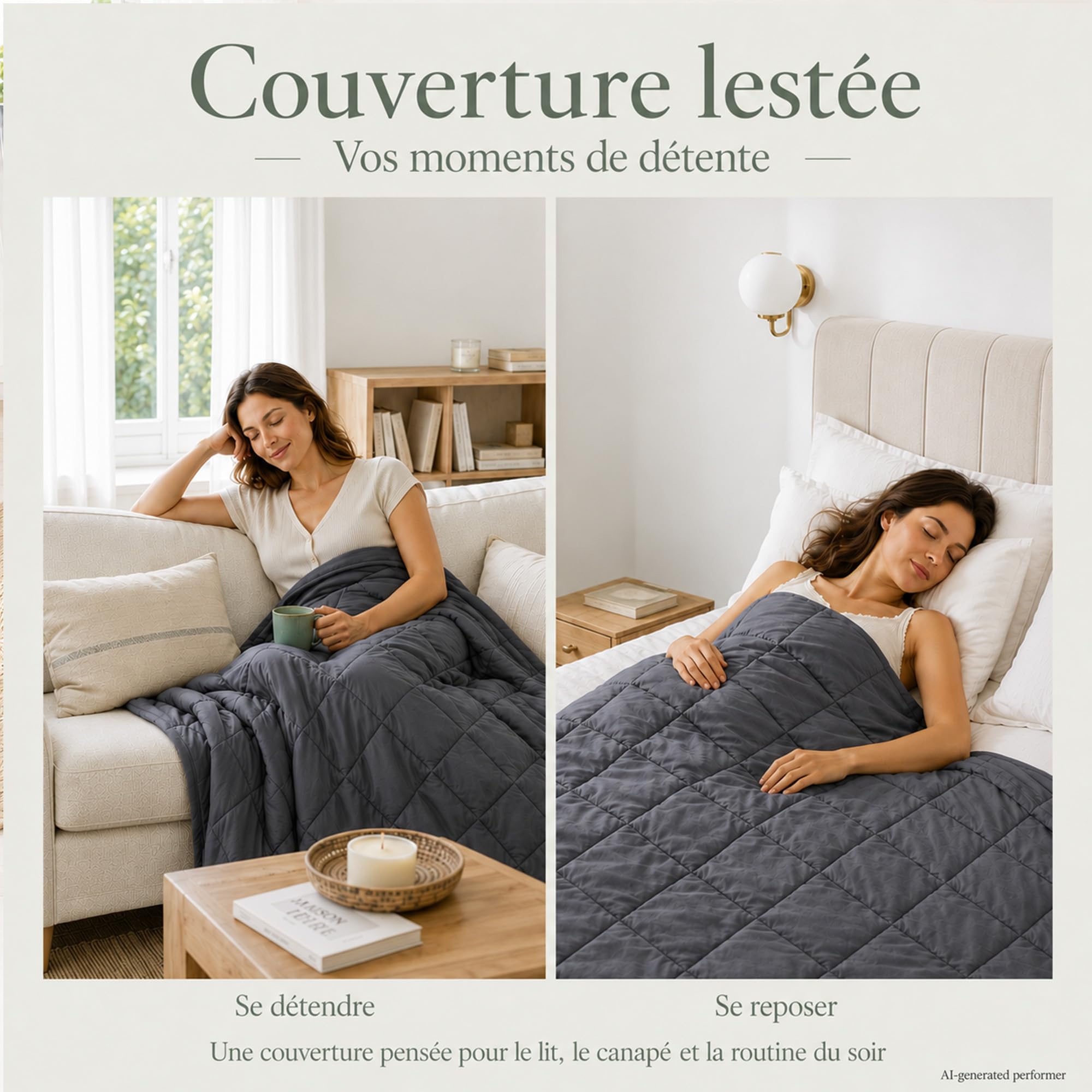 Couverture Lestée Adulte, Weighted Blanket 150x200 cm 9kg