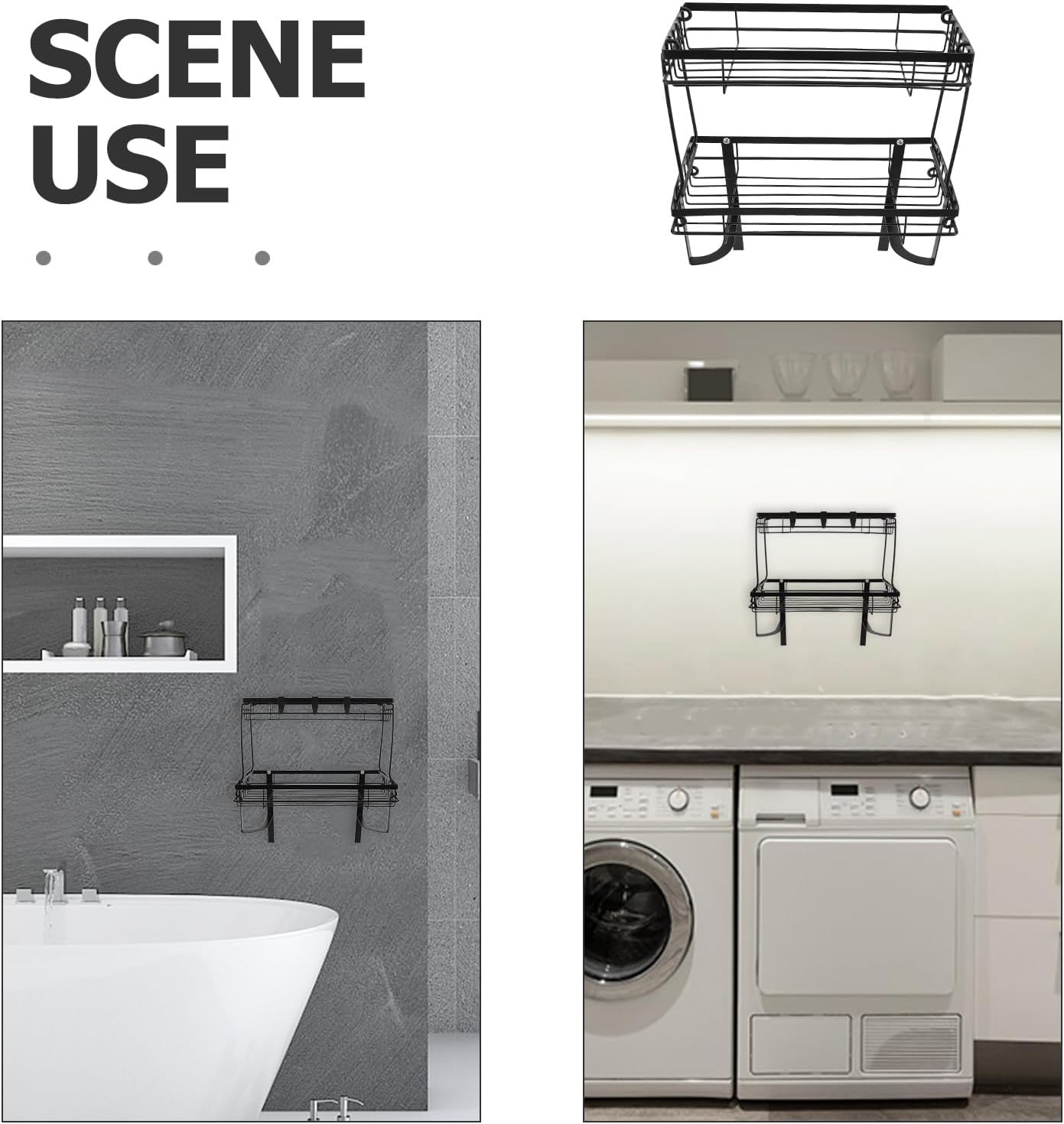 Over The Toilet Shelf: Carbon Steel Over The Toilet Organizer Dual-Layer Bathroom Organizer - Storage Rack for Home Dorm Hotel Bathrooms