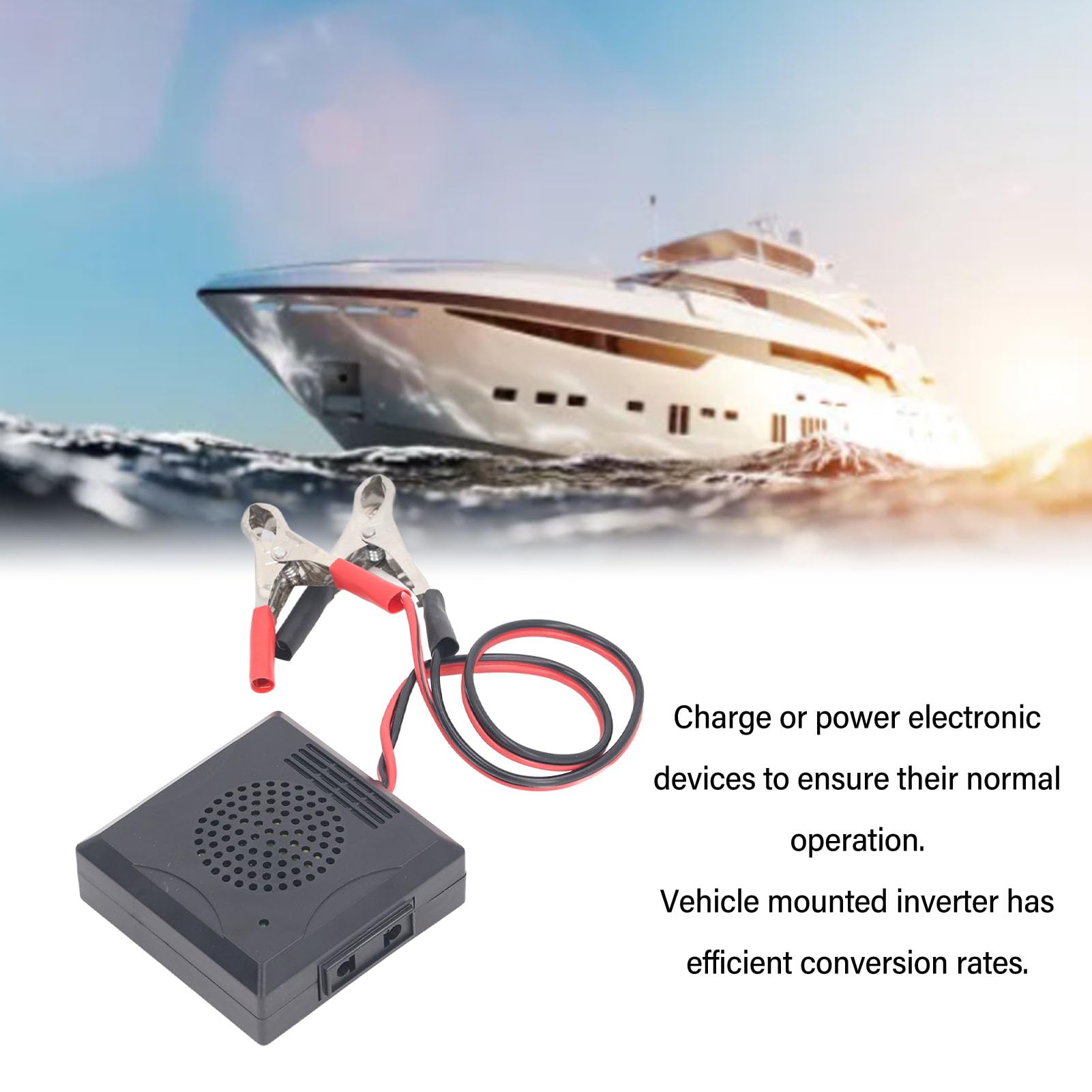 Onduleur de Voiture avec Clip de Batterie, Entrée DC 12 V vers Sortie AC 220 V, Mini Adaptateur de Prise, Convertisseur de Sortie, Onduleur de Batterie 180 W pour Véhicules,