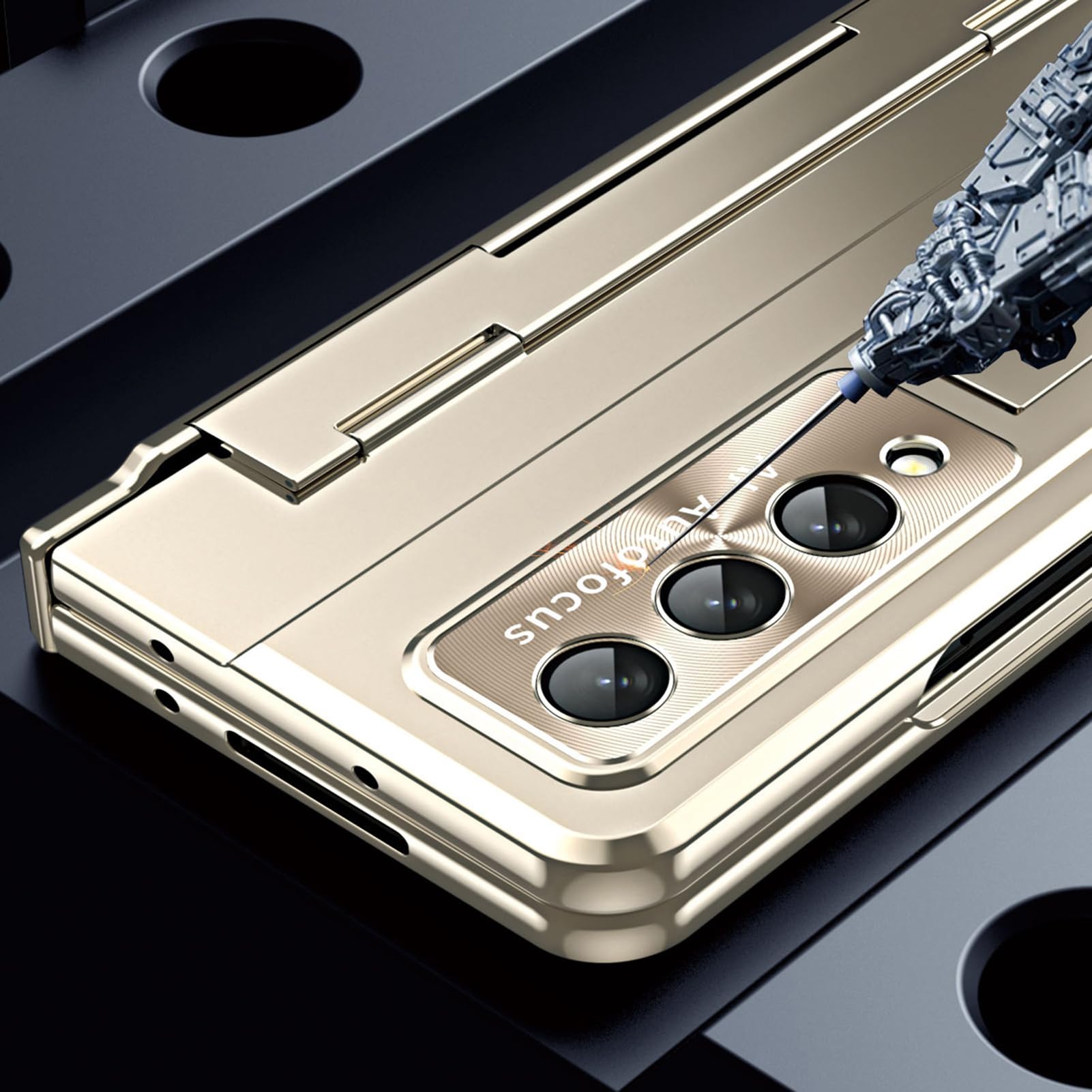 Platerowane etui do Samsung Galaxy Z Fold 8 Ultra, uchwyt na długopis z zamkiem błyskawicznym | Osłona ekranu Powłoka odporna na zarysowania soczewka niewidoczna osłona amortyzująca wstrząsy
