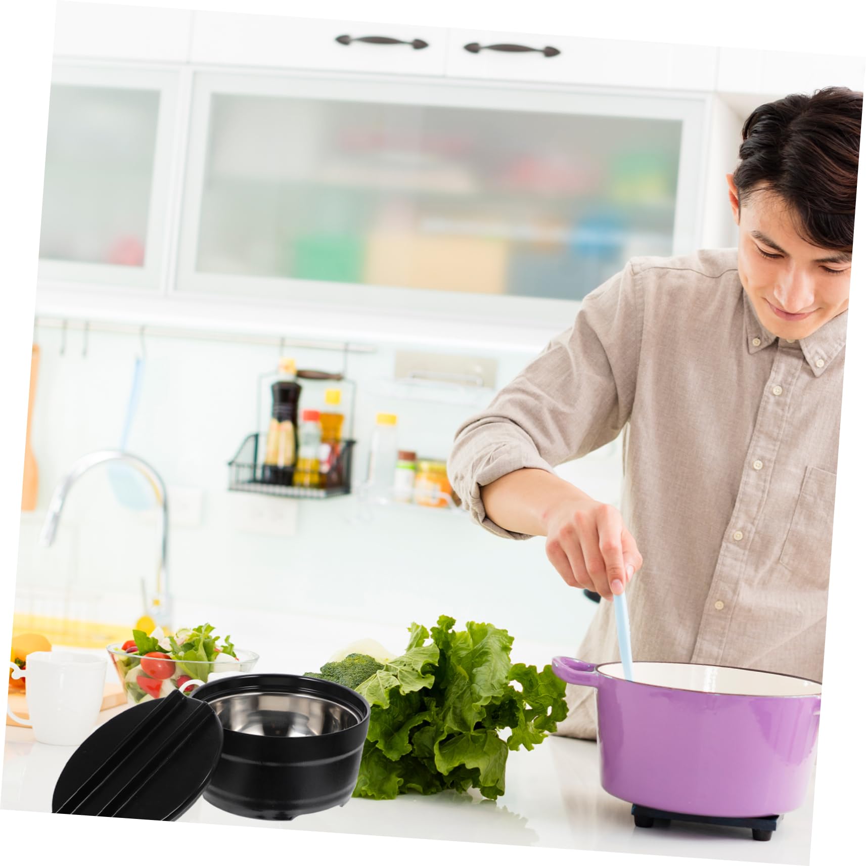 BEBEMOKO 1 Set Multi-function Rice Bucket Steamed Rice Sushi Making Rice Steaming Rice Bucket Rice Steamed Bucket Sushi Roller Machine Sushi Maker Bucket with Black Melamine