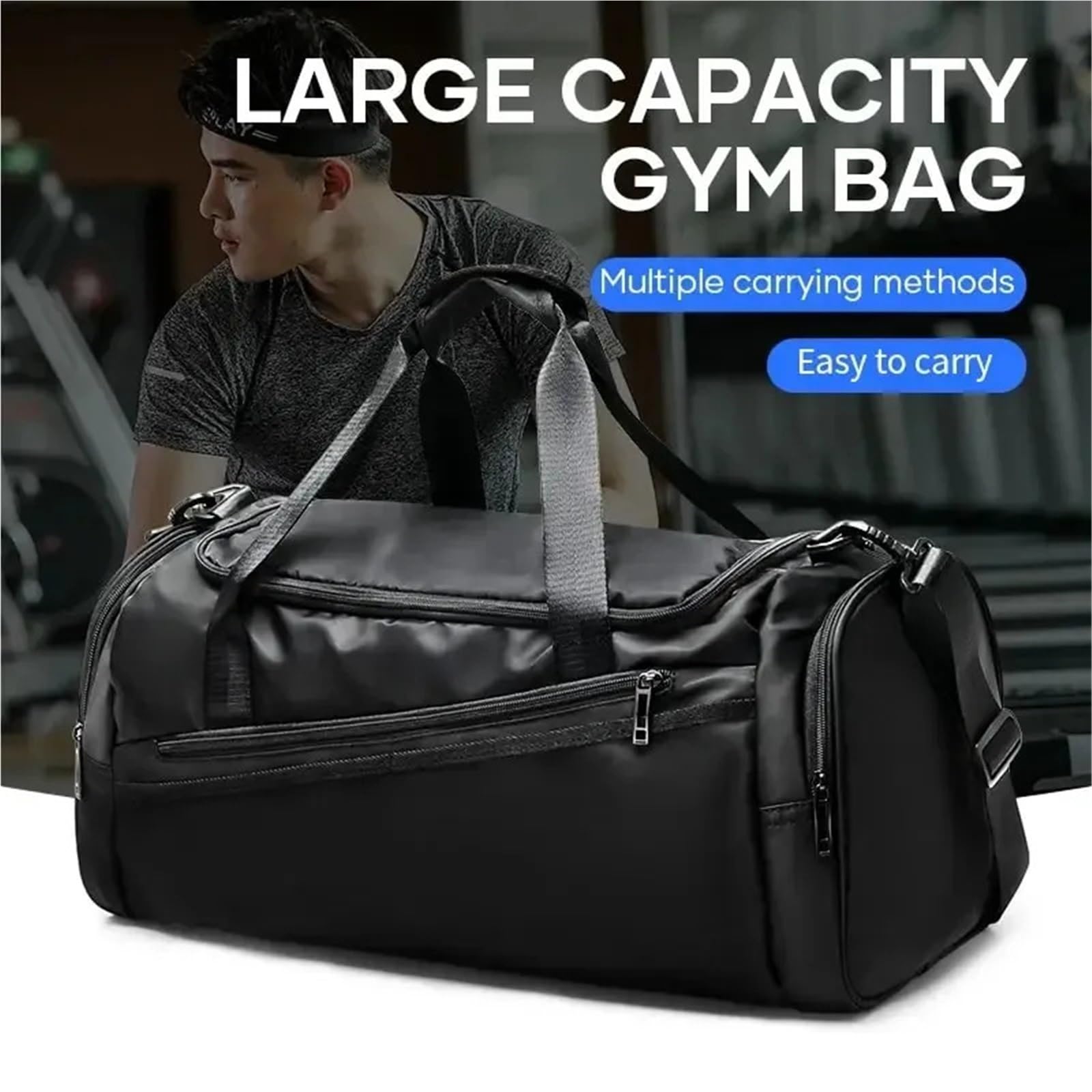 Borsone da Viaggio Borsa da palestra sportiva Borsone viaggio con scomparto for scarpe for uomo Donna pieghevole leggero 40 litri allenamento