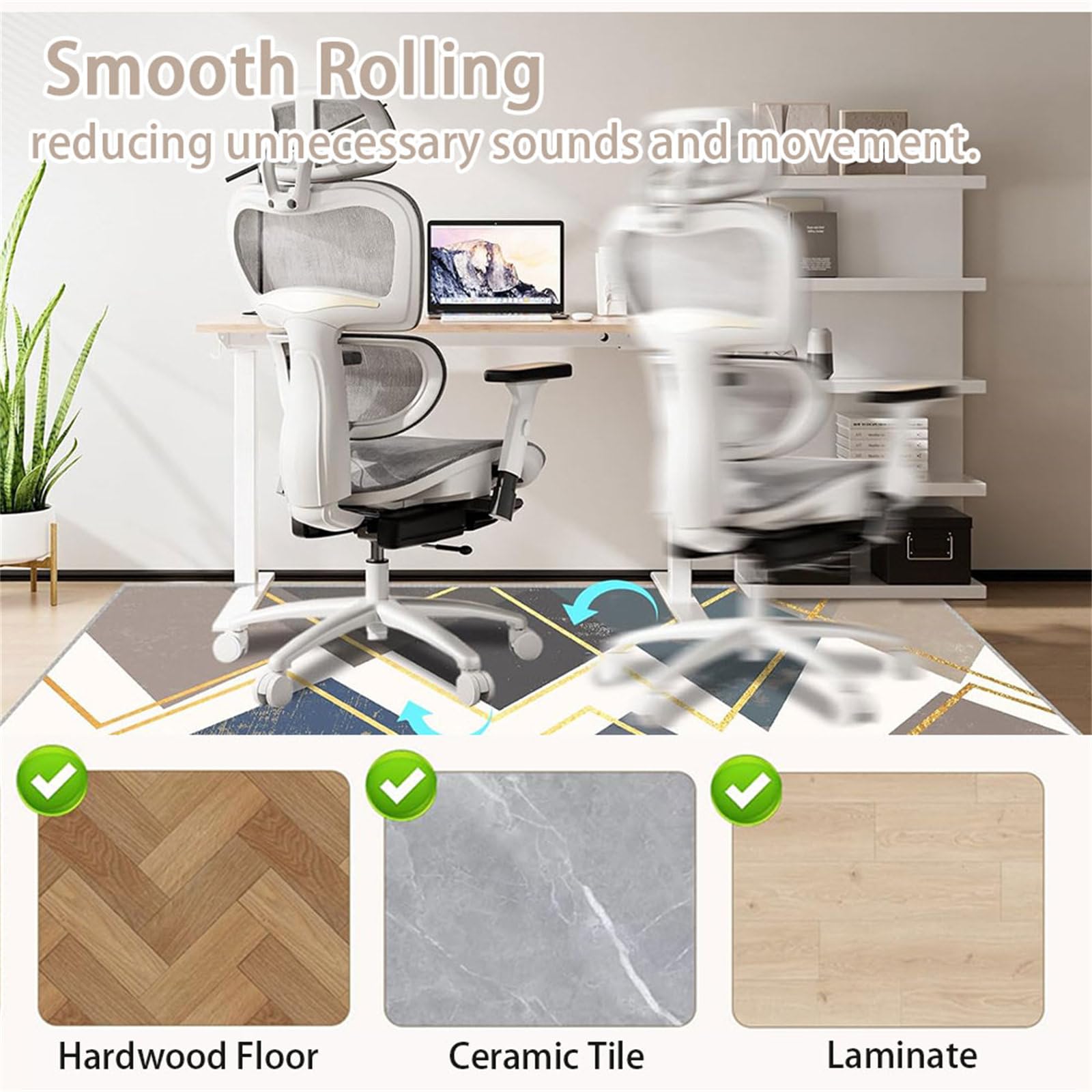 Office Chair Mat Carpet Protector 90x120cm Non-Slip Studded Home Office Anti Slip - View #7