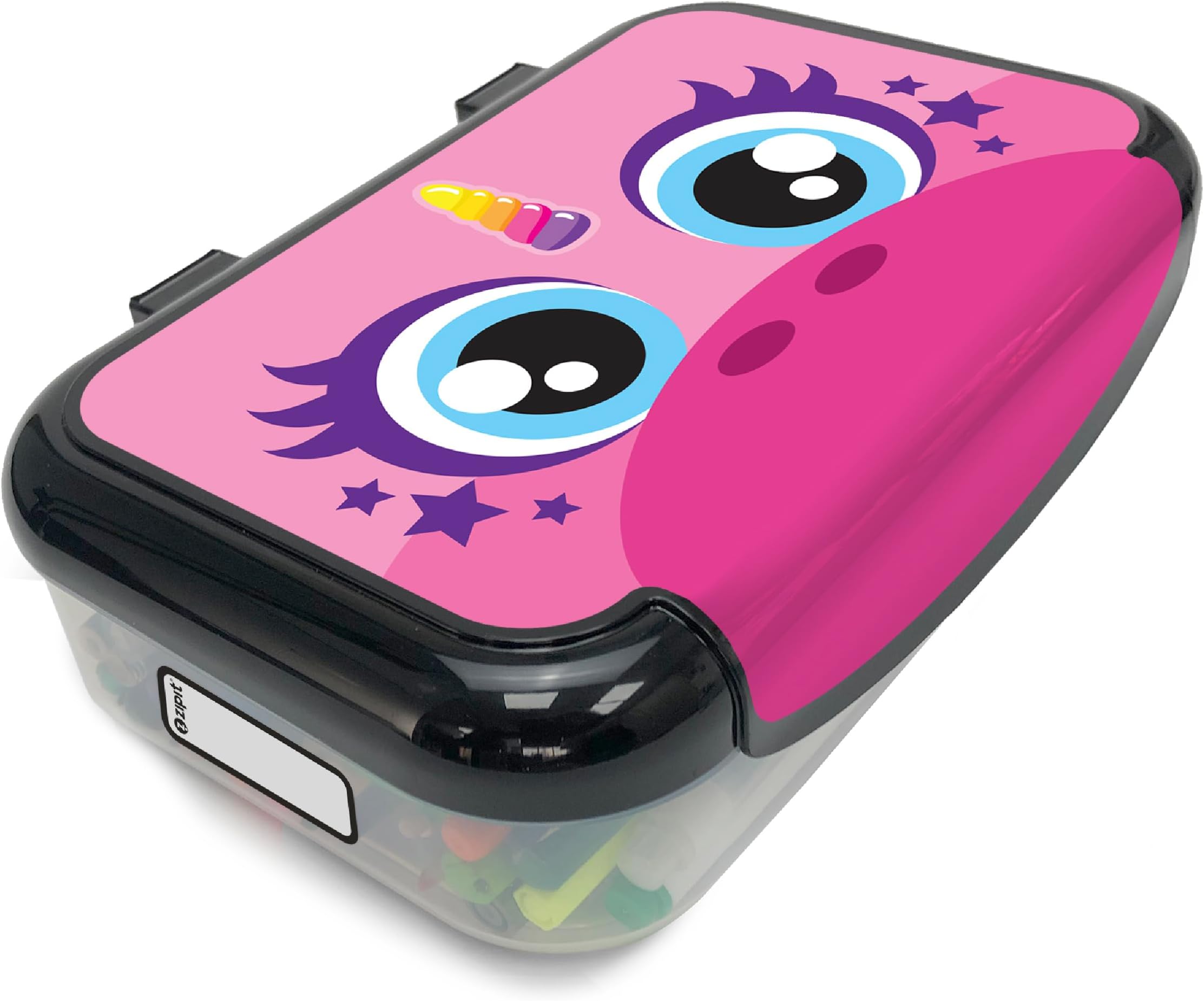 ZIPIT: Recycled Plastic Pencil Box - Pink Unicorn - Large Capacity Case, Character Stationery Organizer, School Supplies-Toy Holder, Snap Close, Kids