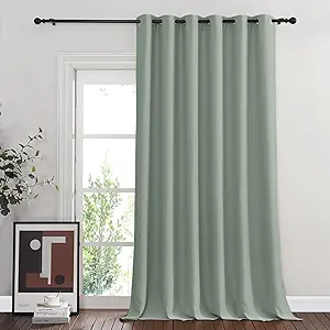 NICETOWN Sage Green Sliding Glass Door Curtain, Grommet Thermal Insulated Blackout Curtain Room Divider Sound Reducing Window Treatment for Kids Room/Bedroom, 1 Panel, W80 x L108