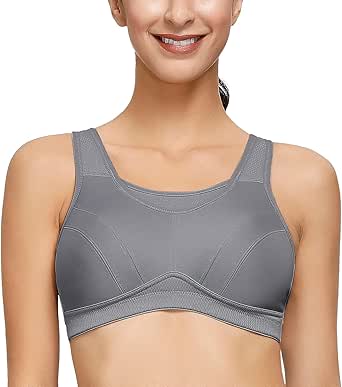 Deyllo Womens Sports Bra High Impact Wireless Bra Full Coverage Plus Size Bra Non Padded Yoga Bras Workout Gym Bras