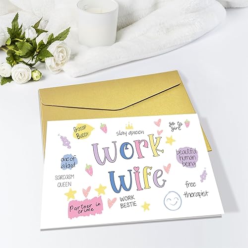 Miniatura 6 de Tarjeta de felicitación para esposa de trabajo, divertida tarjeta de cumpleaños para mejor amiga del trabajo, bonita tarjeta de despedida para