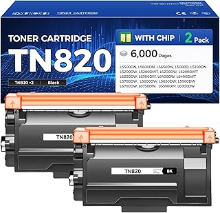 TN820 Toner Cartridge Black 2-Pack High Yield Replacement for Brother TN-820 TN-850 TN-880 Toner Compatible with Brother HL-L6200DW MFC-L5850DW MFC-L5700DW HL-L5200DW MFC-L5900DW …