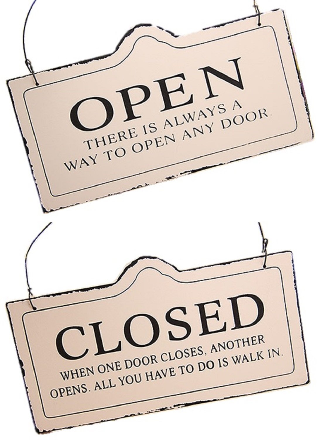Open Closed Retro Style Double Sided Business Store Shop Sign (White)