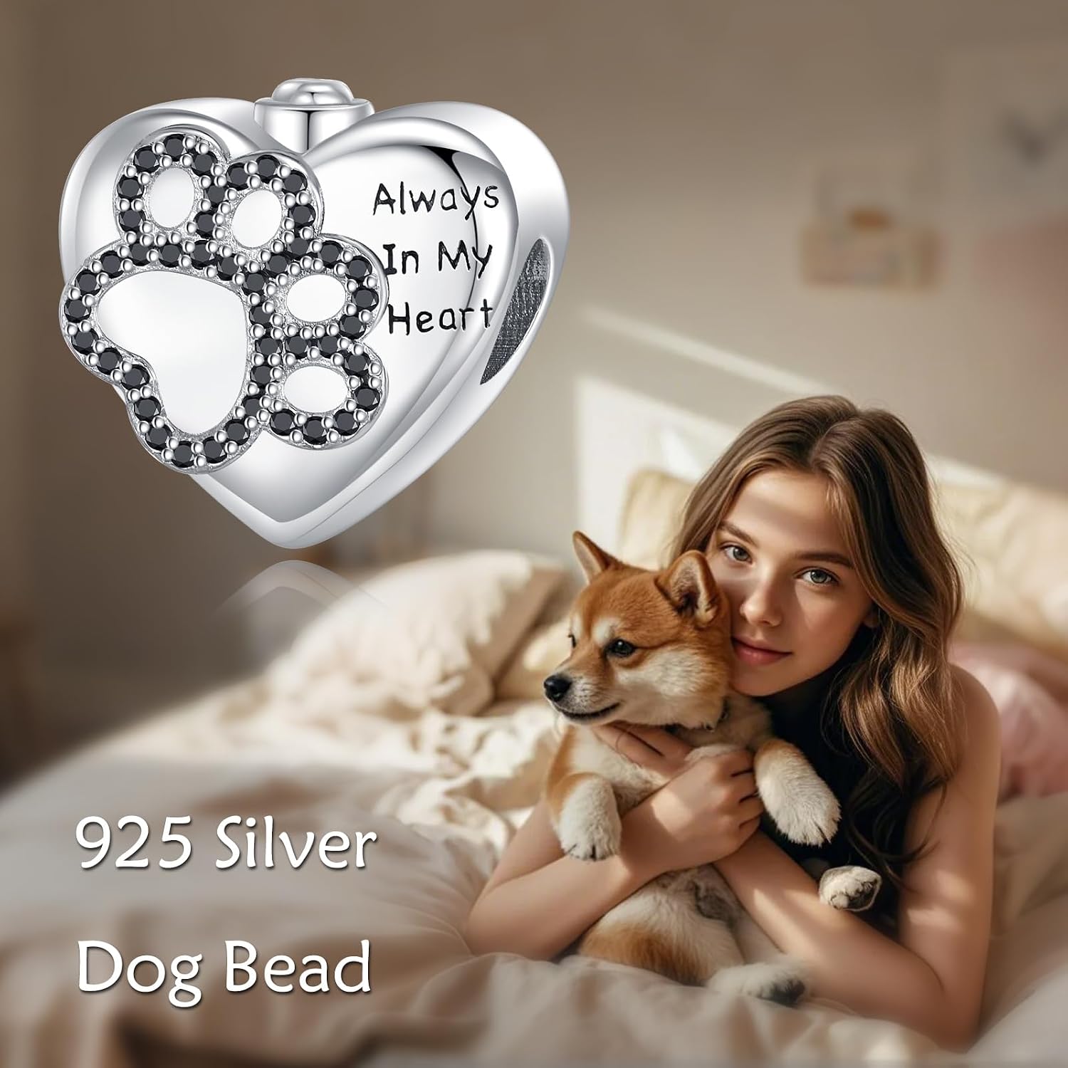 Pet Cremation Charm for Ashes 925 Sterling Sliver Paw Print Urn Beads Charm for Bracelets Keepsake Memory Jewelry Gifts for Women