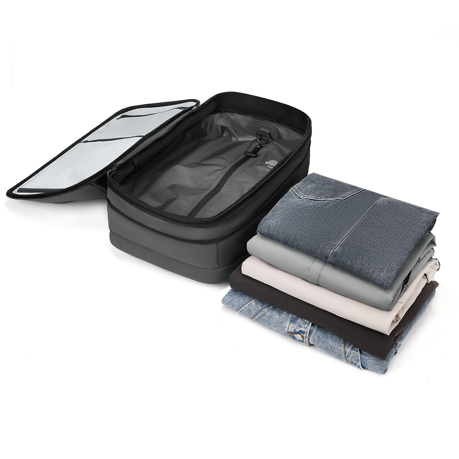 Sac à Dos de Voyage étanche et Extensible avec Airbag et Compartiment à Chaussures pour Ordinateur Portable 17 Pouces (gris foncé)