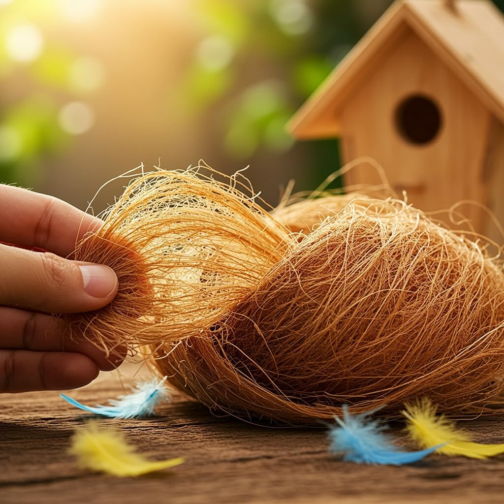 MATS AVENUE DOOR MATS AT YOUR DOOR STEP Manually Extracted Natural Coir Fiber Nesting Material For Birds For Making Nest,Laying Eggs Breeding As Natural Bed,Playing Toy, Golden (100 Grams)-image-32