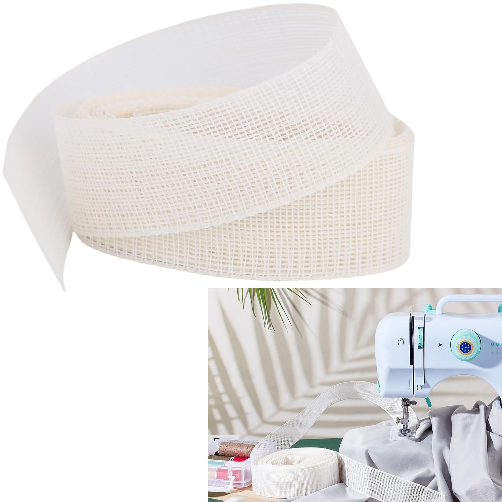 Z-YUEZ 5.47 Yards Fabric Hemming Guide Fishbone Tape for Sewing Narrow and Curved Hem Tool Reusable Boning Strip for Chiffon Silk Dresses Skirts