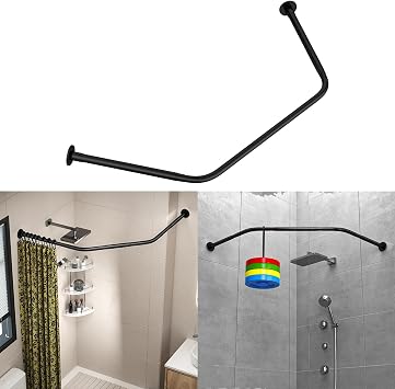 Diamond-Shaped Corner Shower Curtain Rod Both Sides 17"-25.6", Middle 20"-26" - No Sag Adjustable Shower Curtain Rod, Genuine 304 Stainless, Rust-Free, Ideal for Bathrooms & Dressing Rooms.