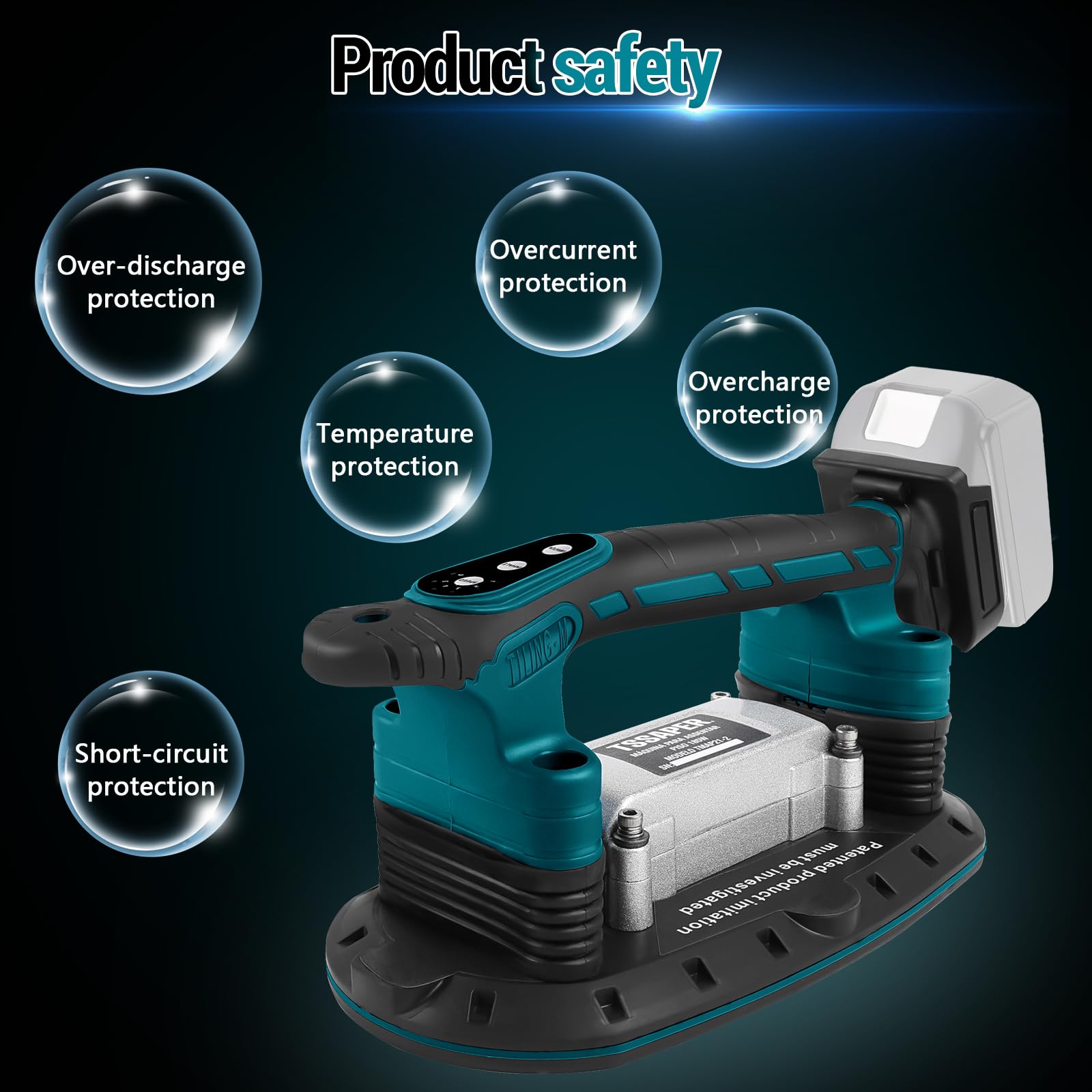 2 IN 1 Akku Fliesenrüttler & Saugnäpfen Kompatibel mit Makita 18V-Batterie, 6 Gang Einstellbaren, 400kg Adsorption Fliesen Vibrationsgerät Fliesenvibrator für 2,4m Fliesen Wandfliesen (Ohne Akku)