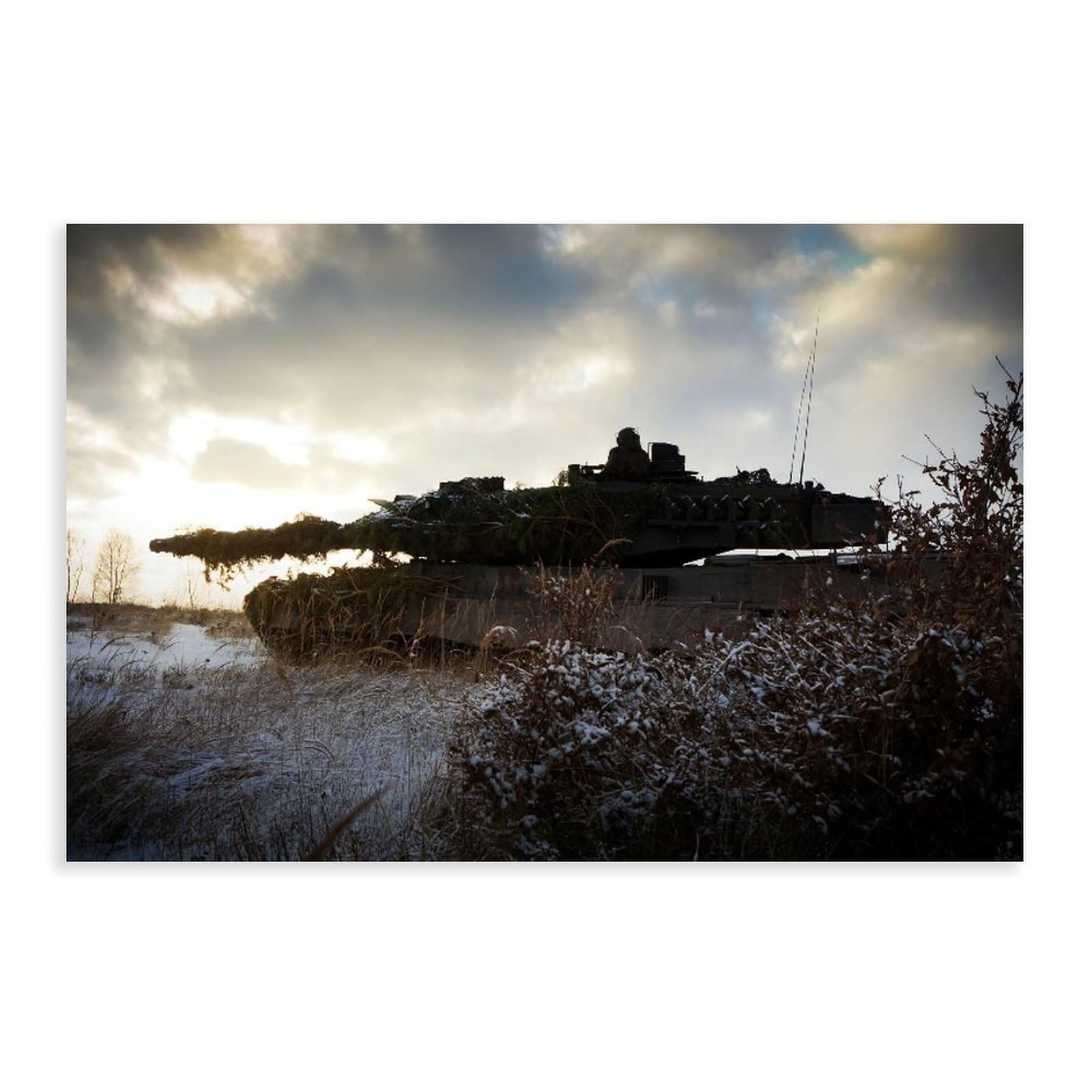 Leopard 2 Tank Military War Canvas Poster Wall Art for Home Bedroom Office Dorm Room Decor Gift Unframe-style 16" L X 24" W