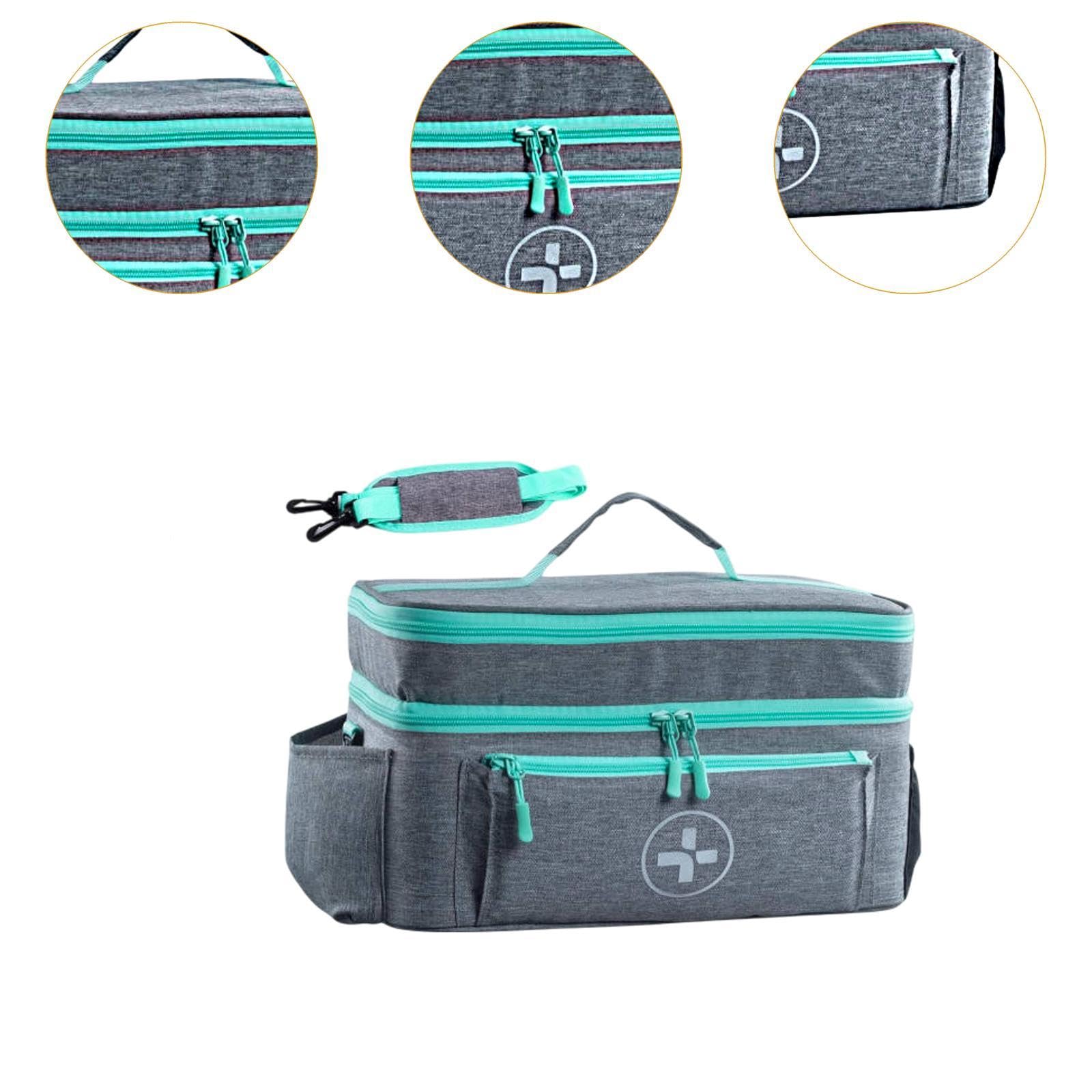 Trousse de Secours Vide Pochette D'Urgence Sac Rangement Transport Médicaments Polyester Poignée Détachable Adaptée Maison Cadeau, Gris