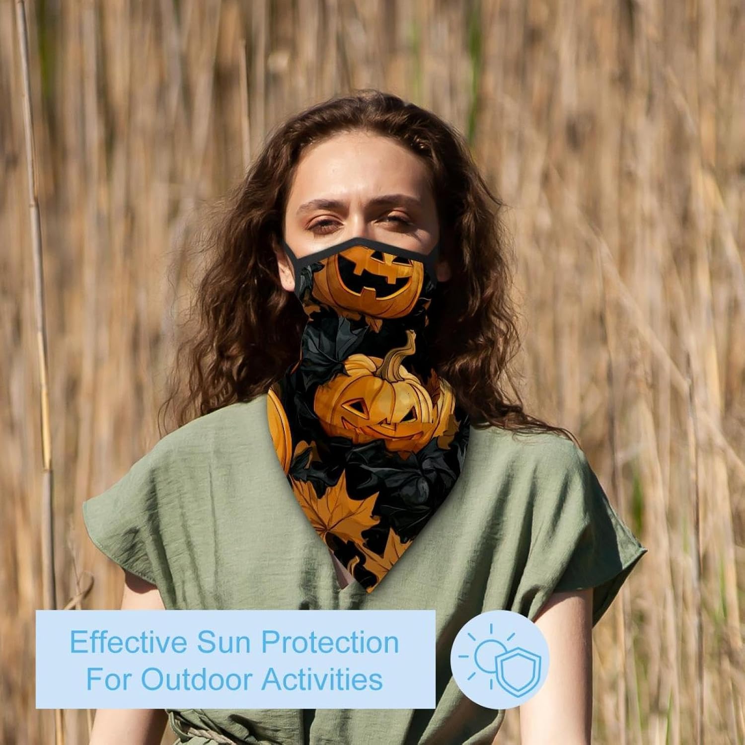 4 Pack Halloween Neck Gaiter Face Scarf Cover Sun Protection Balaclava Cloth Bandanas with Ear Loops