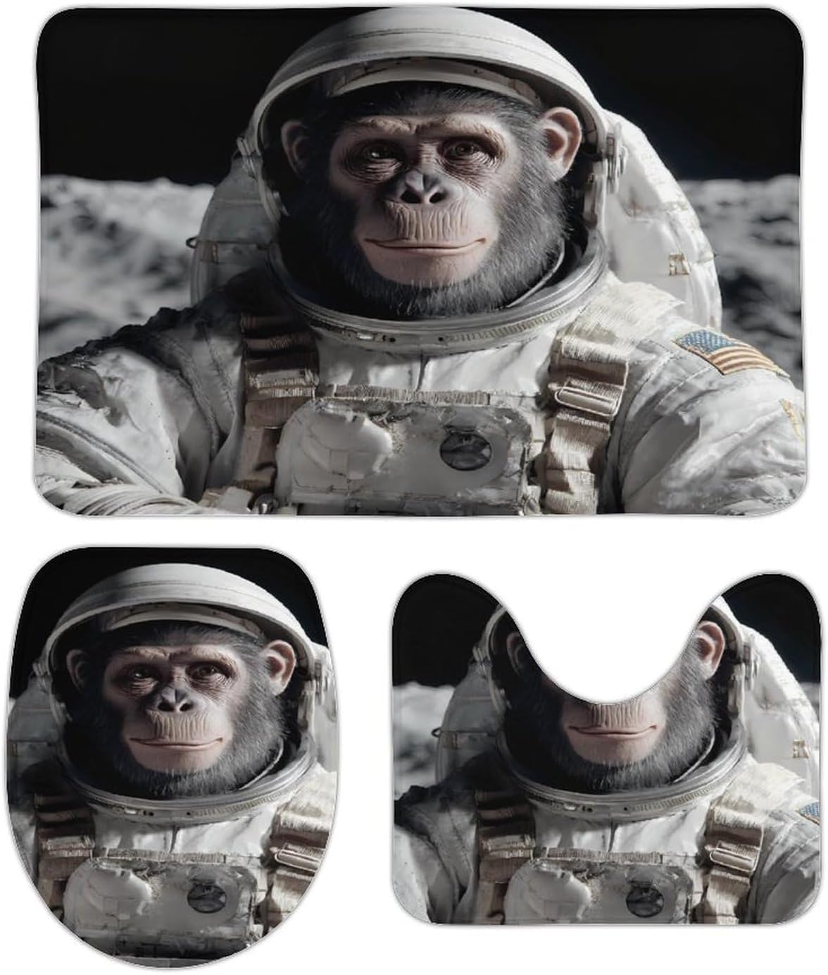 Astronaut Chimpanzee on The Moon Boys Girls Short Sleeve Shirts Graphic T-Shirts Crewneck Casual Printed Tee