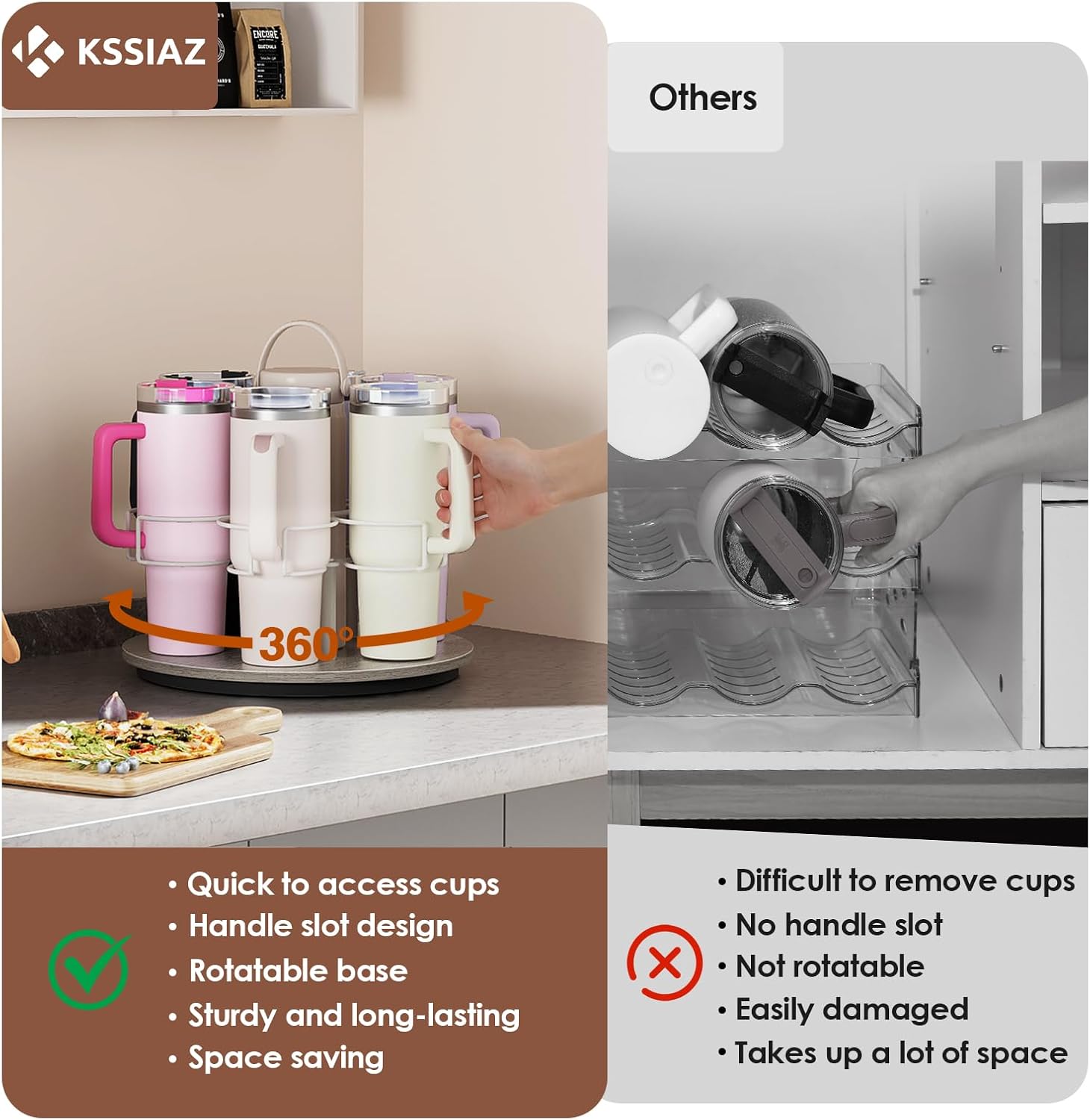 Water Bottle Organizer for Stanley, Rotatable Stanley Cup Organizer Holder, Bottle Organizer for Stanley Simple Modern Owala Yeti 20/30/40oz, Kitchen Organizers and Storage, Wine Rack, White - Image 6