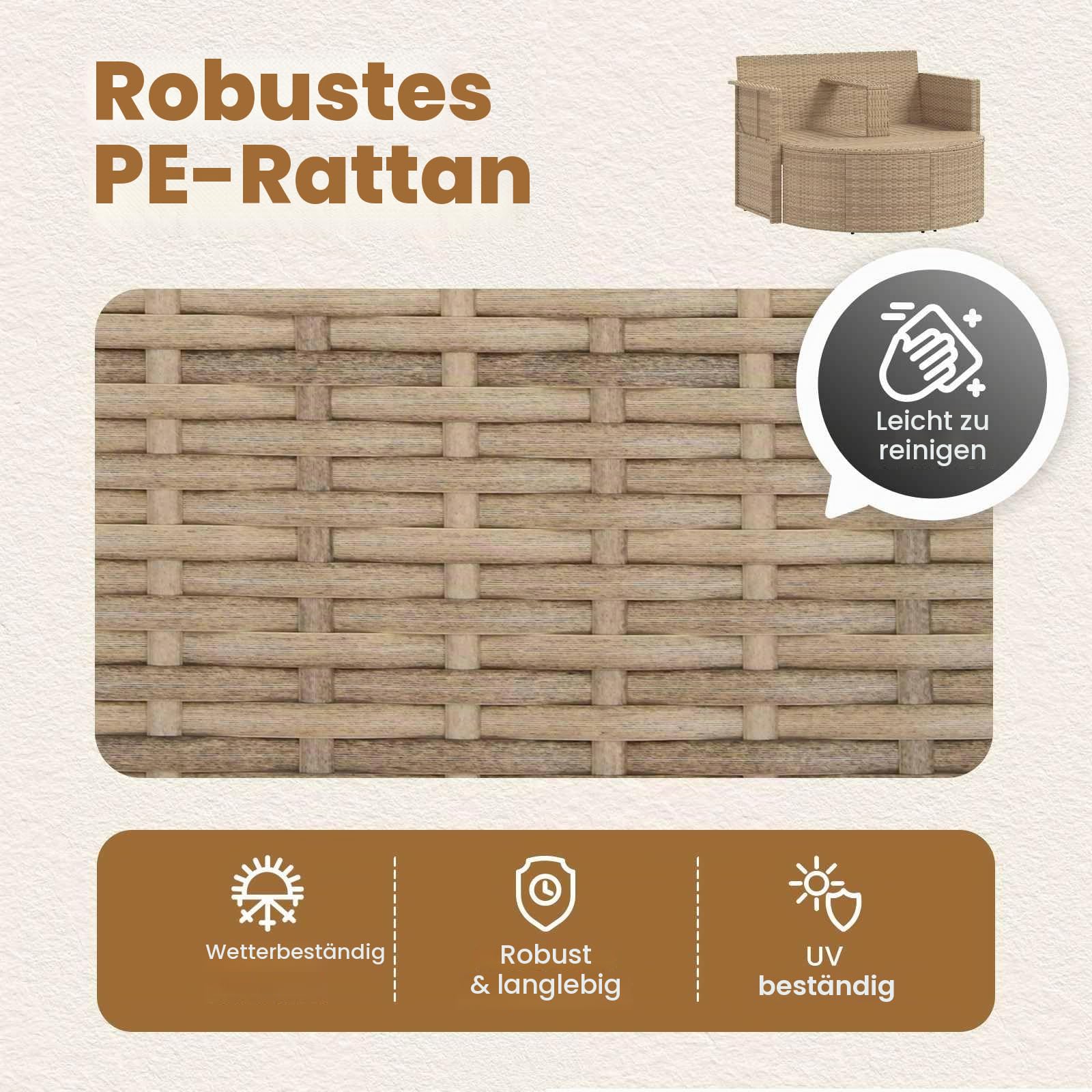 vidaXL Garten-Sofa mit Kissen 8 pcs Beige und Hellgrau Poly-Rattan, Garten-Sofa, Robustes und wetterfestes Möbel für gemütliches Entspannen, moderner Sitzplatz im Freien