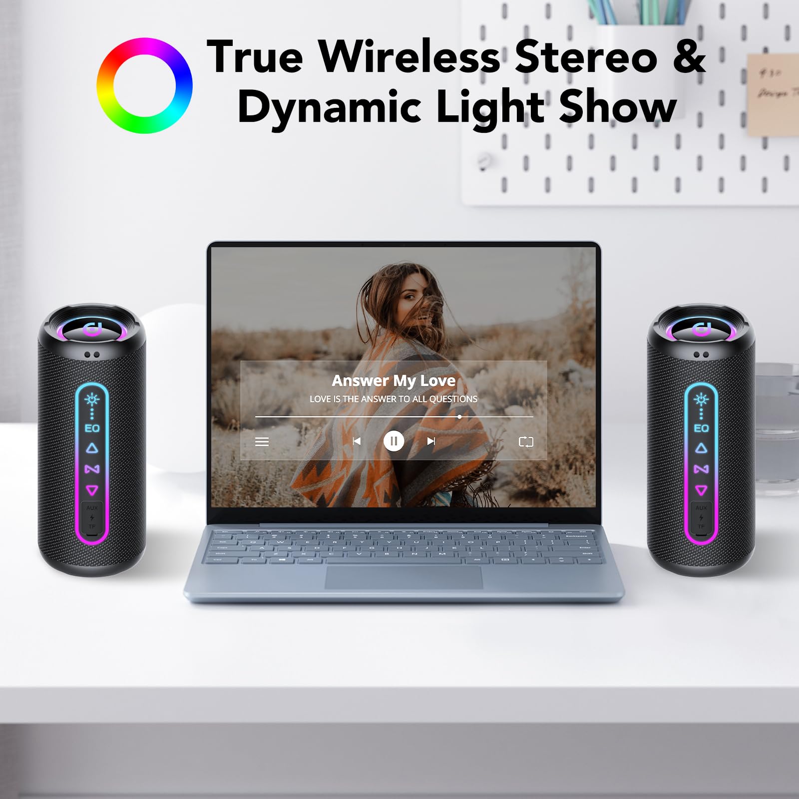 Cassa Bluetooth Potente 30W, Altoparlante Bluetooth con Doppio Driver Basso, 30H Autonomia, 5 RGB Modalità, Accoppiamento TWS, IPX7 Impermeabile, Supporto AUX/TF, Speaker Bluetooth per Feste/Viaggi