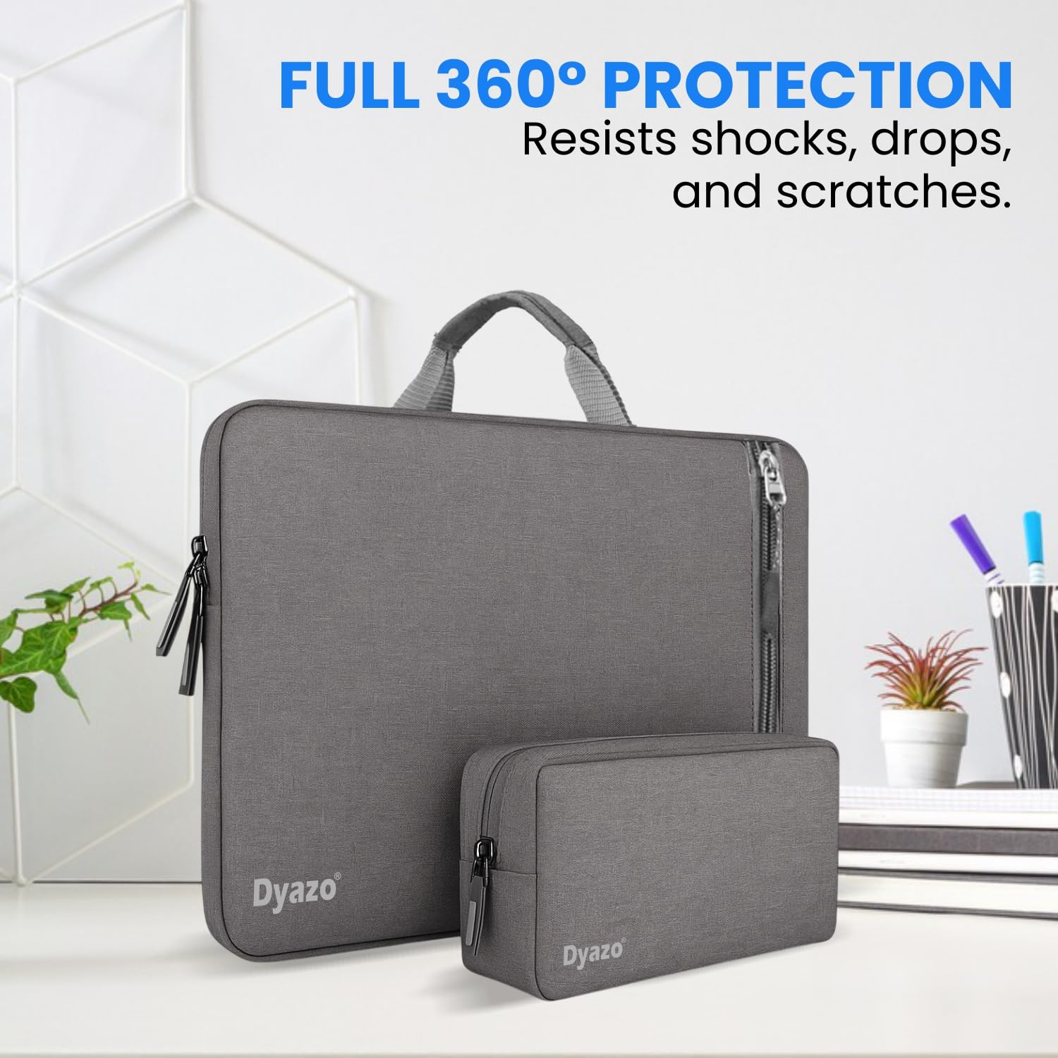 Dyazo 15.6 Inch Laptop Sleeve with Charger Pouch | Front Pocket with Handle Water Resistant Sleeve Case | Compatible for MacBook, HP, Dell, Acer, Asus, Microsoft, Samsung and Other Notebooks (Grey) 30 71hbmFBGvGL. SL1500