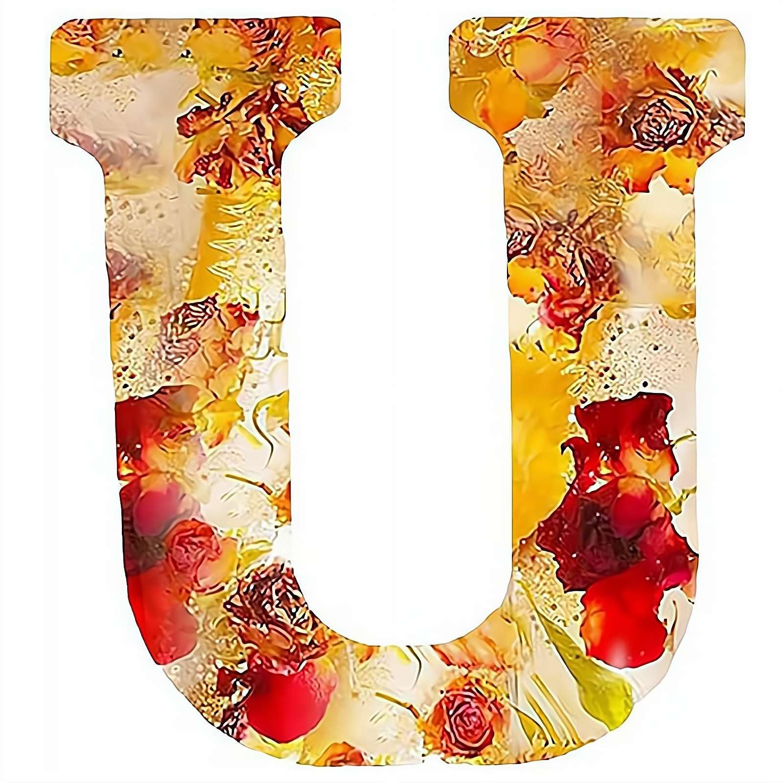 Resin Ornament Kit, Resin Letters with Flowers, Dried Floral Resi N Night Light Letter with LED Lights, Endless Custom Decor Possibilities (U)