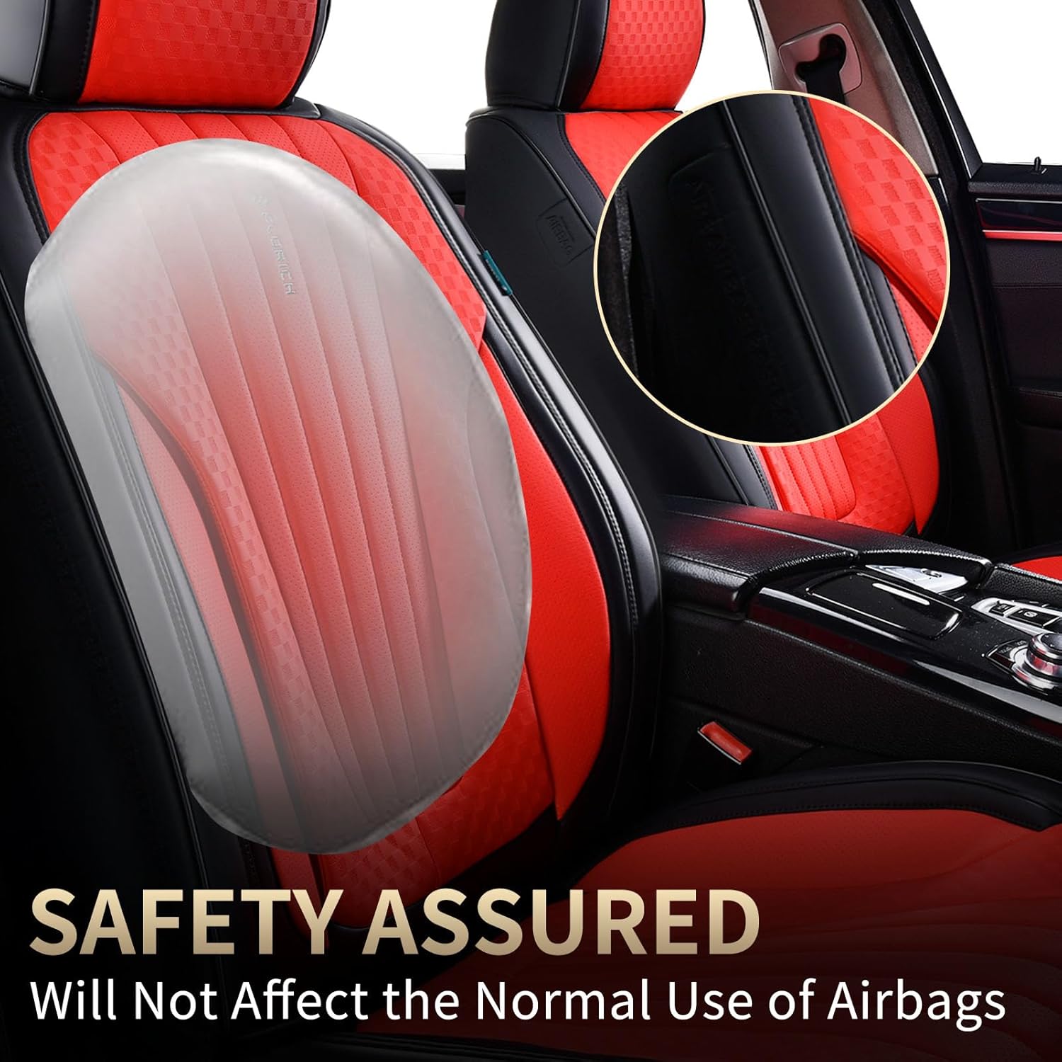 FLORICH Car Seat Covers, Premium Leatherette Car Seat Covers Front Seats, Waterproof Leather Seat Protectors, Automotive Seat Protectors Universal Fit for Most Sedans Cars SUV Trucks, Black&Red Red&Black Frontpair