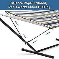 Vista 3 de SUNCREAT - Hamaca doble, tela acolchada extra grande con barras de madera maciza y cojín desmontable, resistente, perfecta para patio